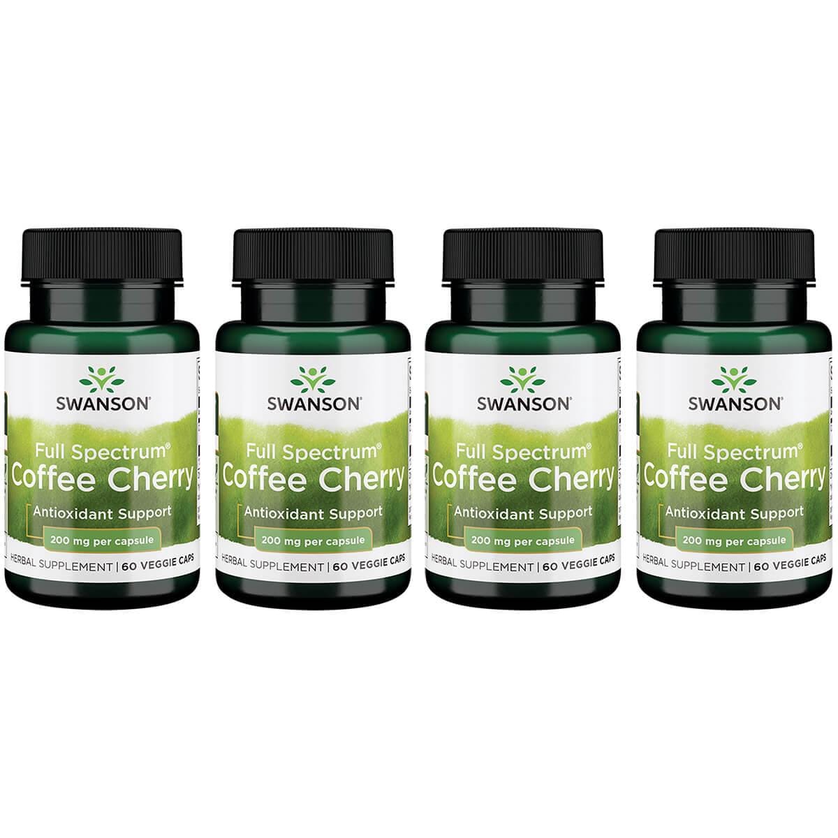 Swanson Premium Full Spectrum Coffee Cherry 4 Pack Vitamin 200 mg 60 Veg Caps