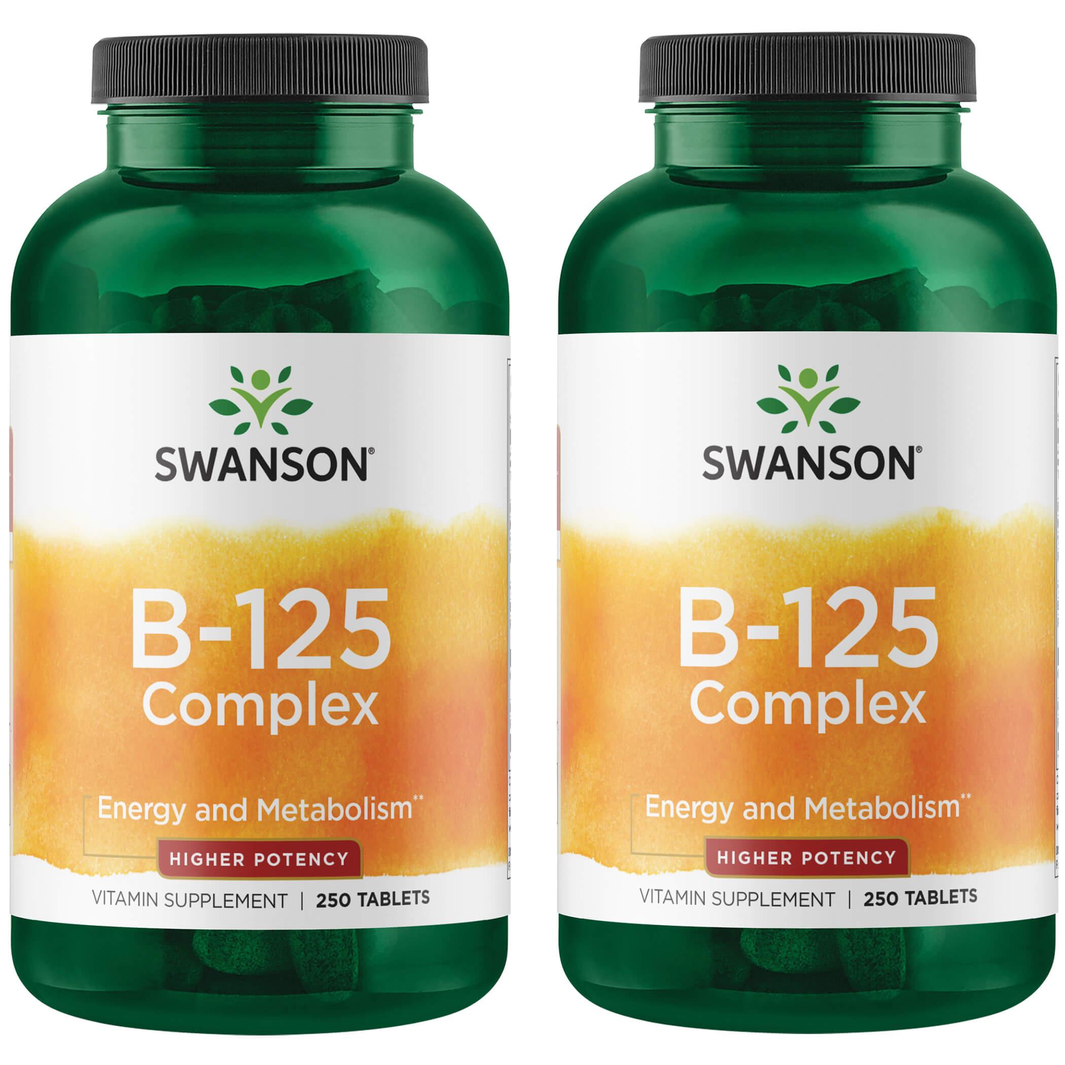 Swanson Premium Vitamin B-125 Complex - Higher Potency 2 Pack 250 Tabs Vitamin C