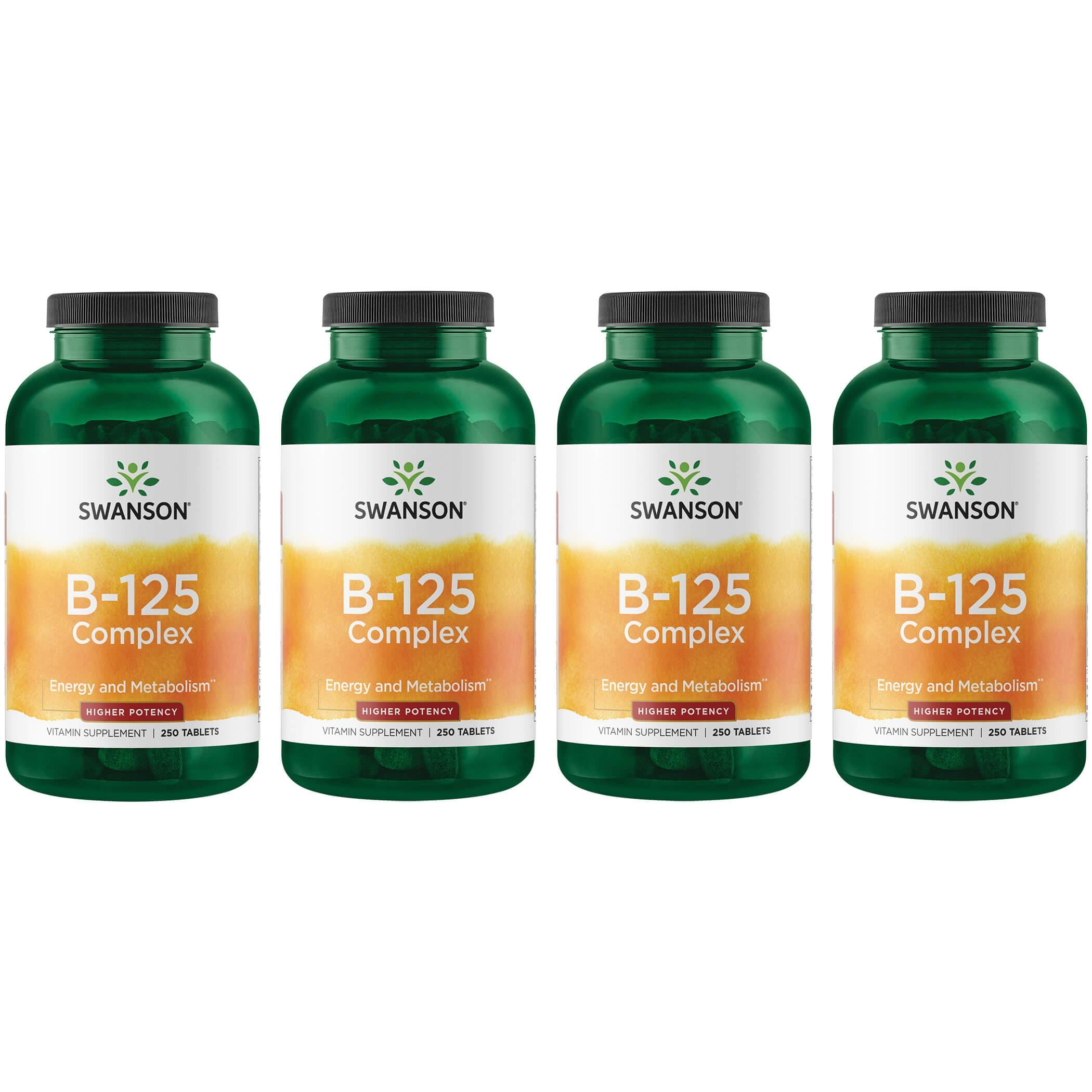 Swanson Premium Vitamin B-125 Complex - Higher Potency 4 Pack 250 Tabs Vitamin C