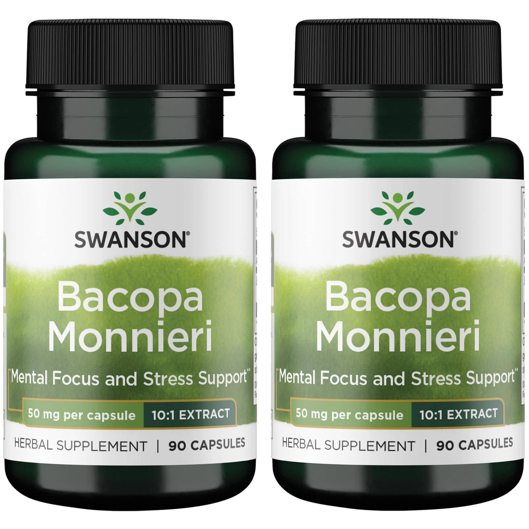 Swanson Premium Bacopa Monnieri - 10:1 Extract 2 Pack Vitamin 50 mg 90 Caps