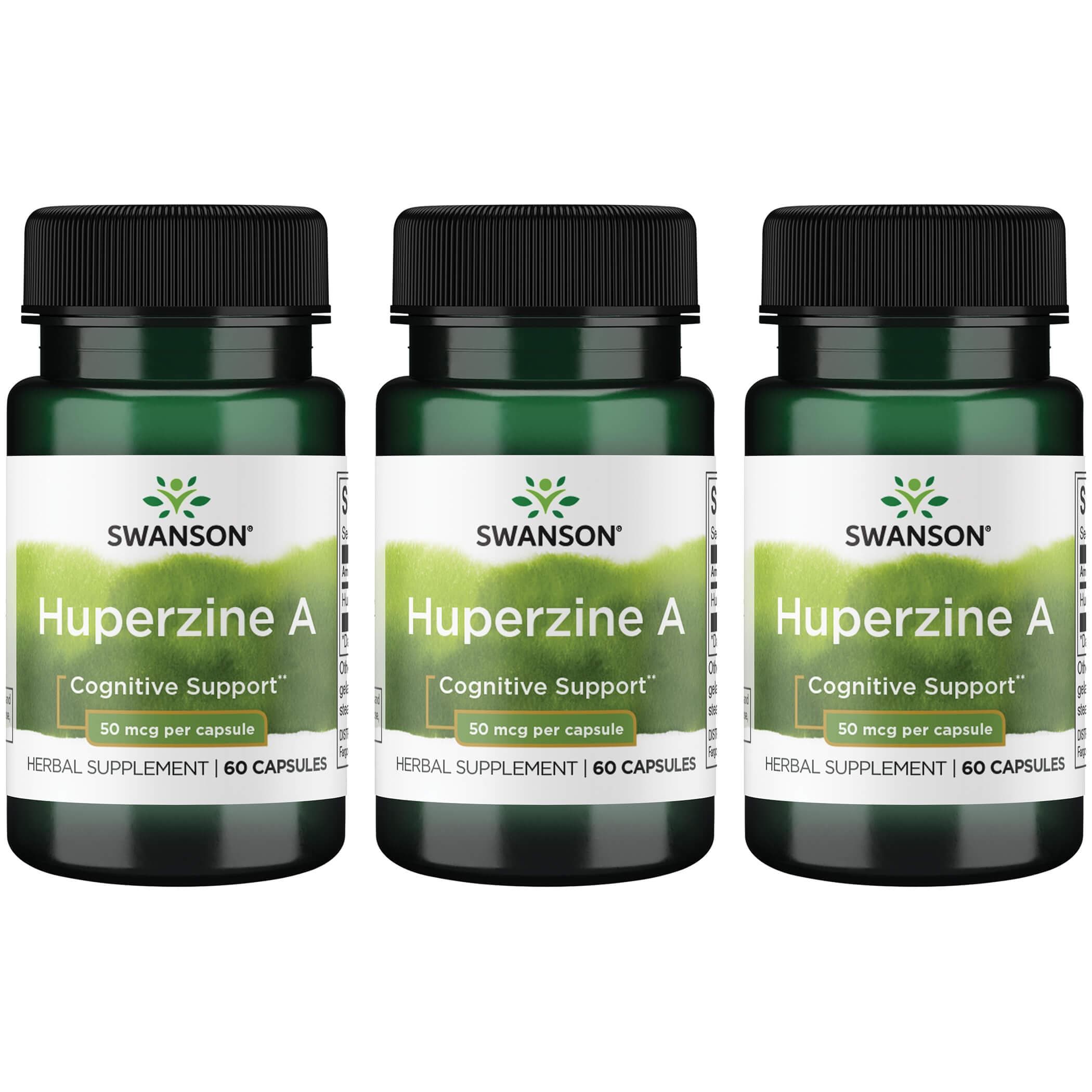 Swanson Premium Huperzine A 3 Pack Supplement Vitamin 50 mcg 60 Caps