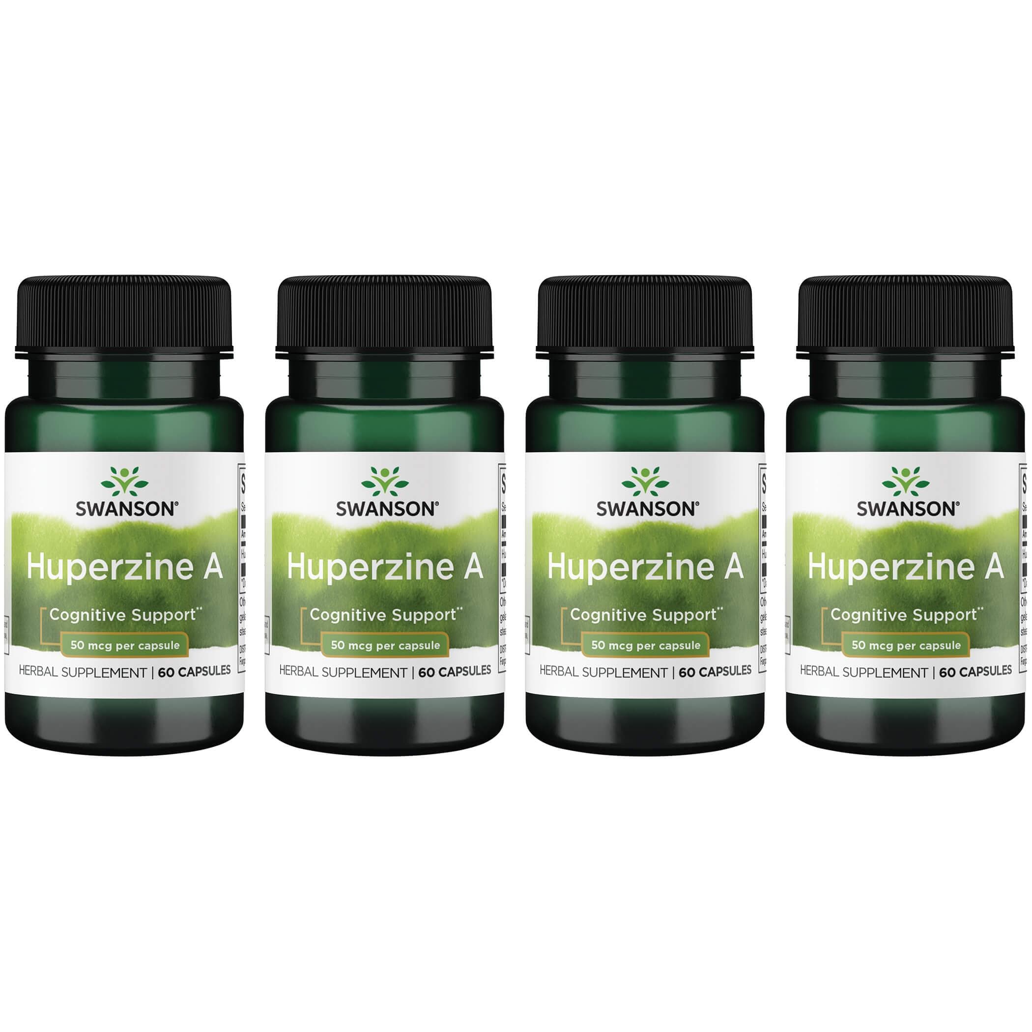 Swanson Premium Huperzine A 4 Pack Supplement Vitamin 50 mcg 60 Caps