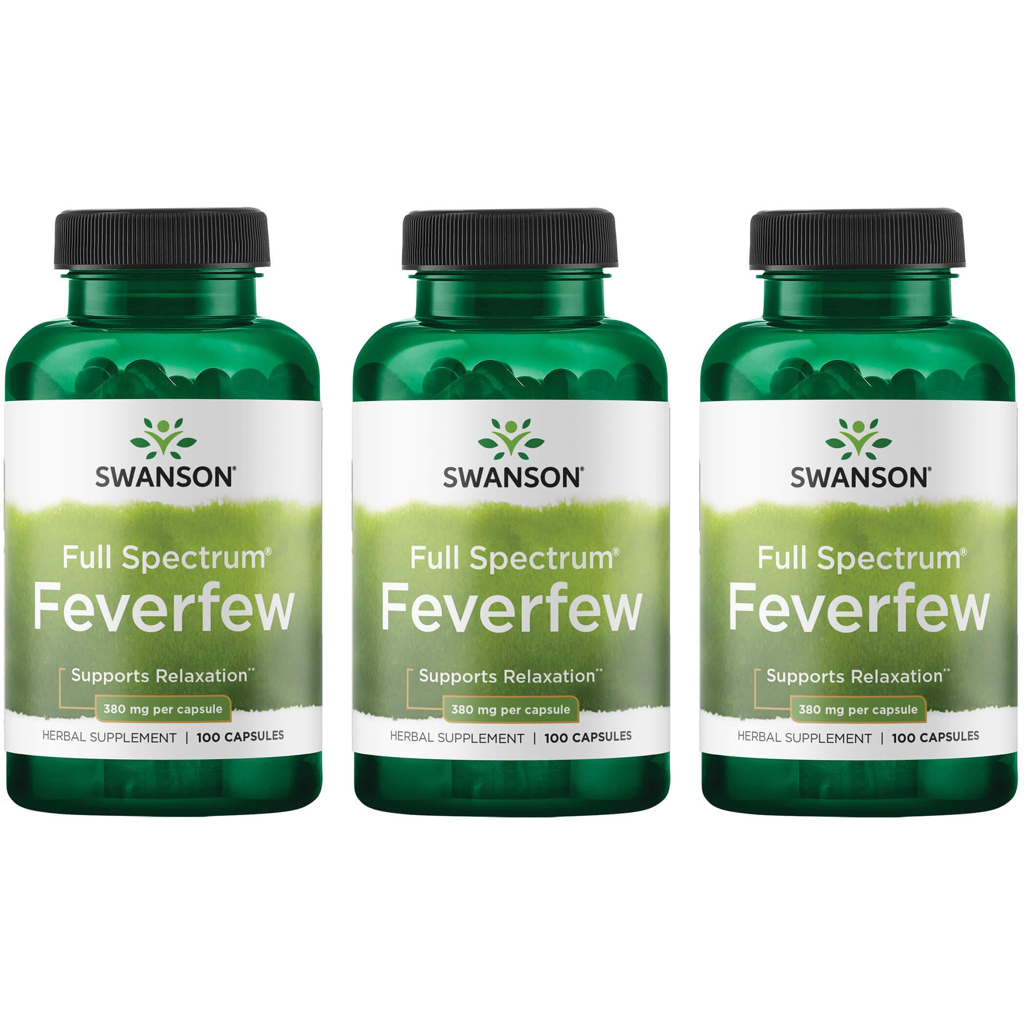 Swanson Premium Full Spectrum Feverfew 3 Pack Vitamin 380 mg 100 Caps