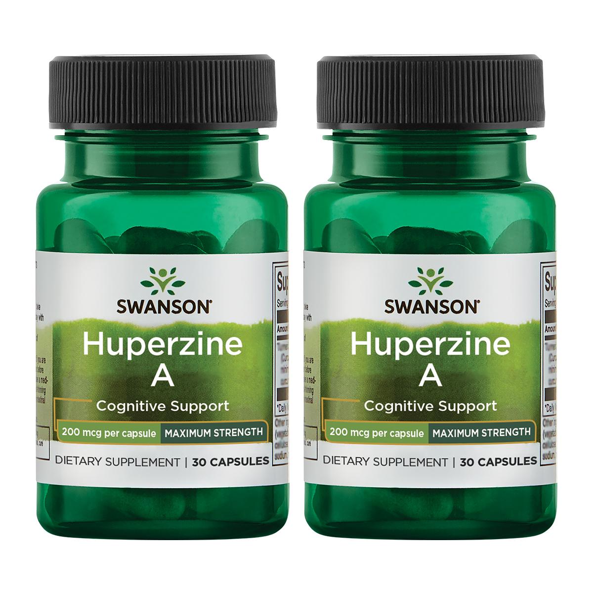 Swanson Premium Huperzine A - Maximum Strength 2 Pack Supplement Vitamin 200 mcg 30 Caps
