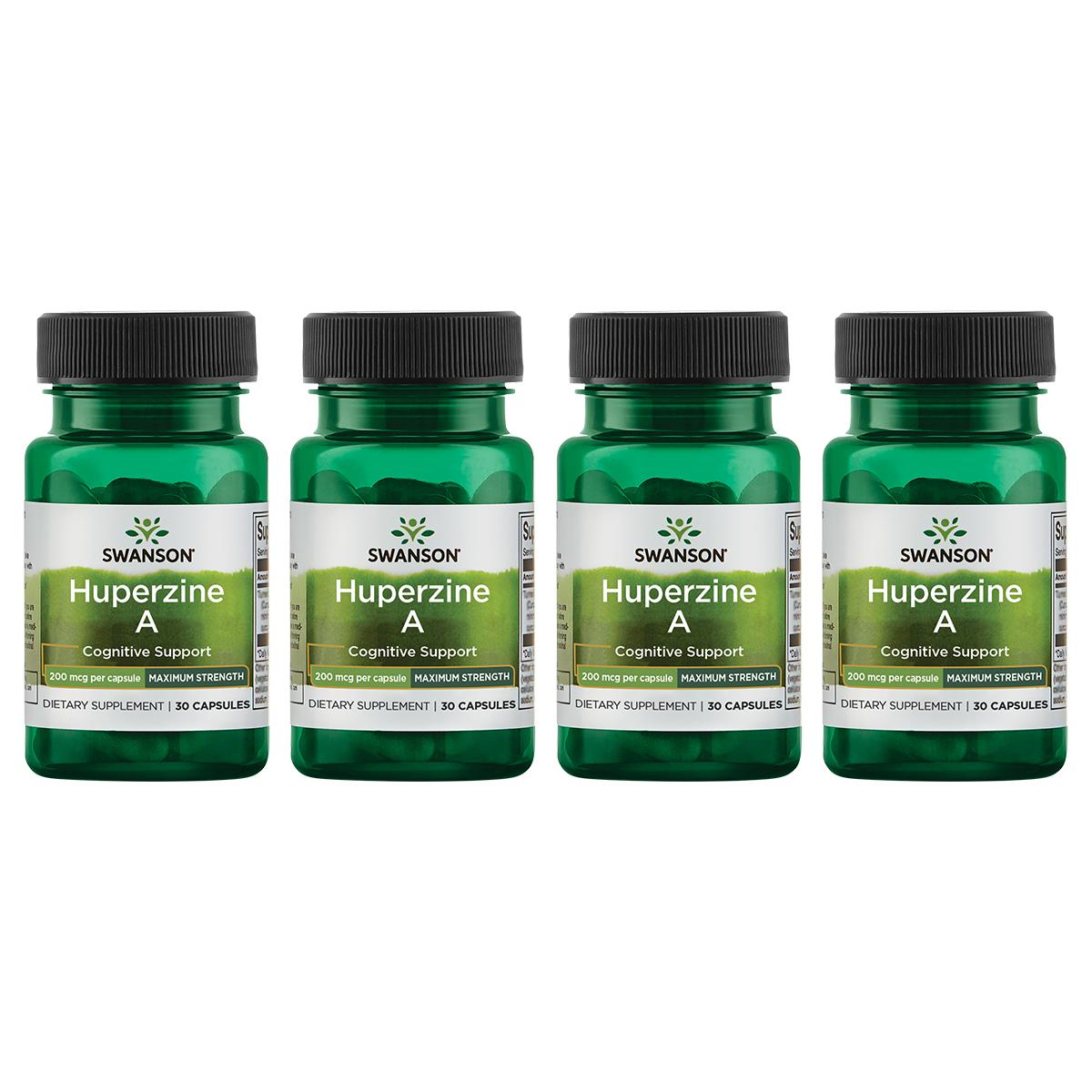 Swanson Premium Huperzine A - Maximum Strength 4 Pack Supplement Vitamin 200 mcg 30 Caps