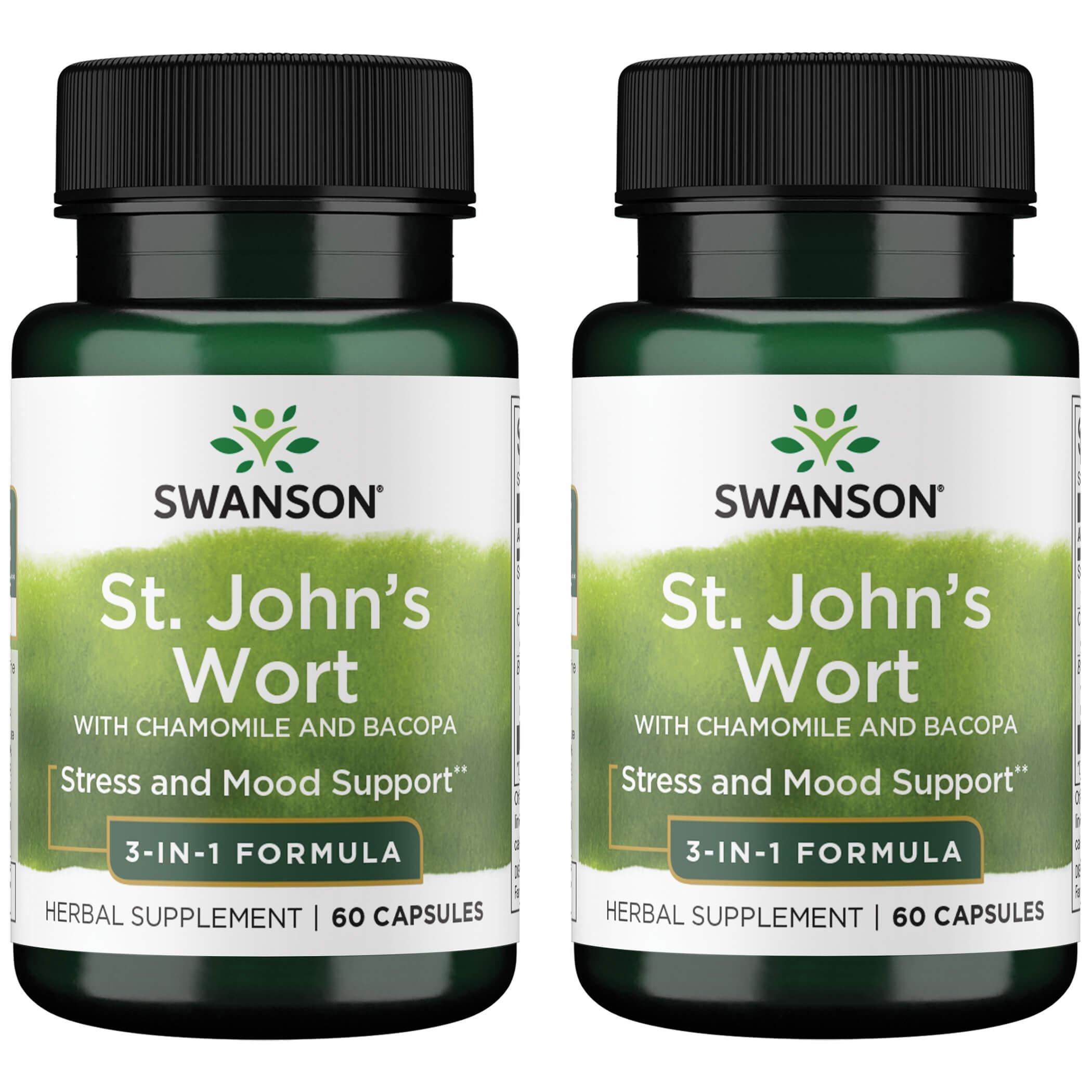 Swanson Premium St. Johns Wort with Chamomile and Bacopa - 3 in 1 Formula 2 Pack Vitamin 60 Caps