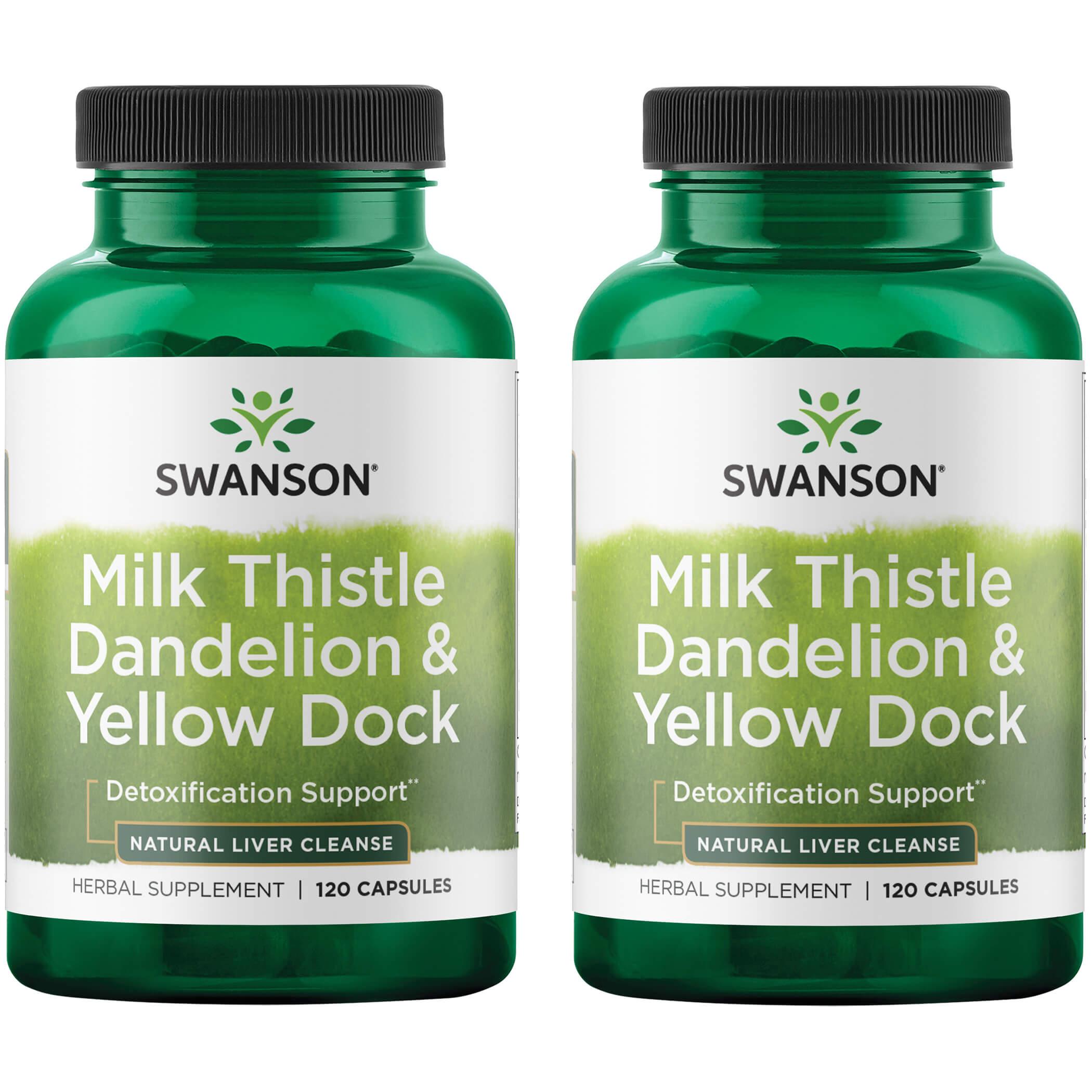 Swanson Premium Milk Thistle Dandelion & Yellow Dock 2 Pack Vitamin 120 Caps