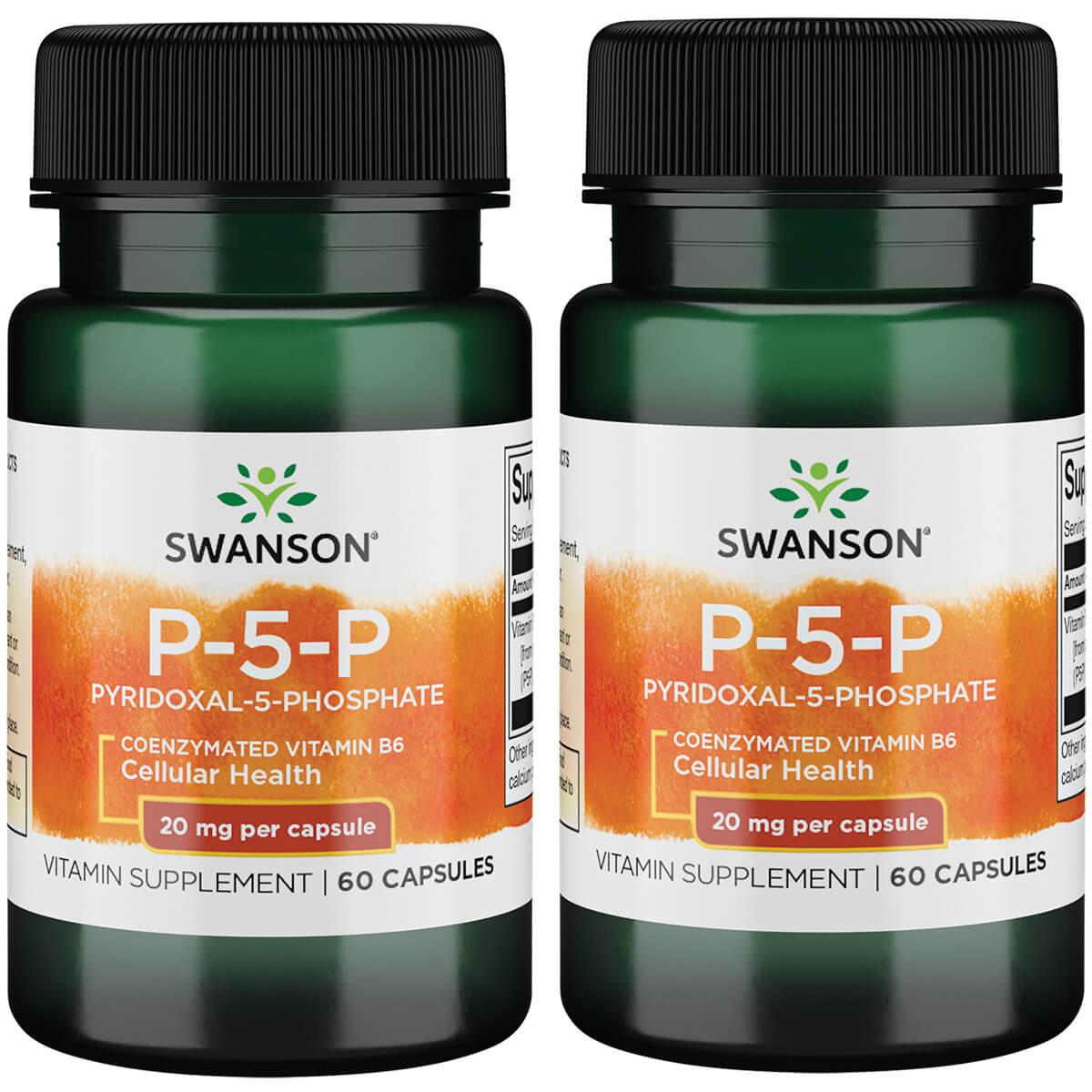 Swanson Premium P-5-P Pyridoxal-5-Phosphate 2 Pack Vitamin 20 mg 60 Caps