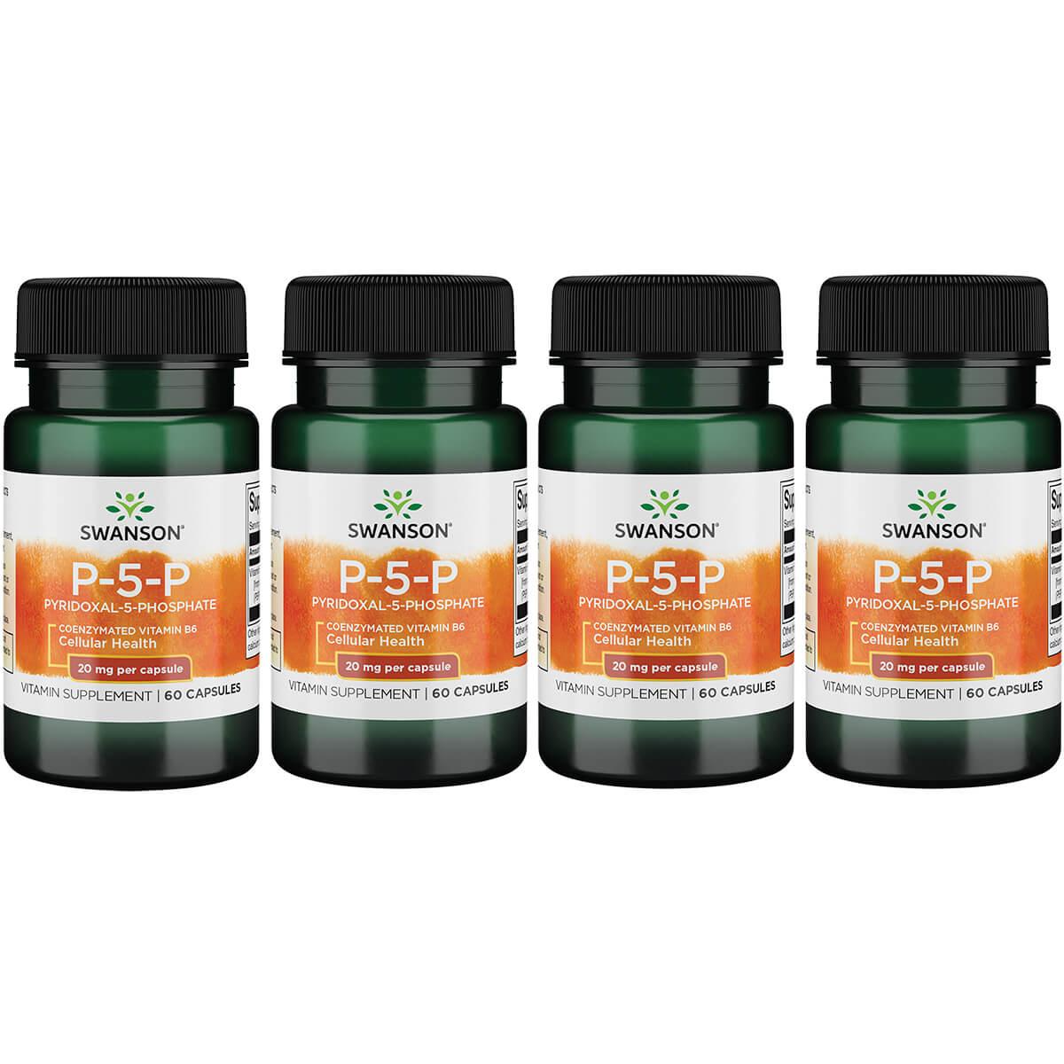 Swanson Premium P-5-P Pyridoxal-5-Phosphate 4 Pack Vitamin 20 mg 60 Caps