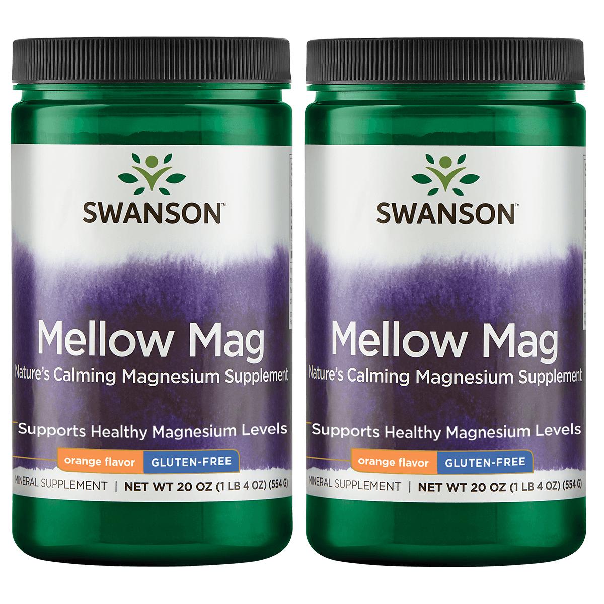 Swanson Premium Mellow Mag - Orange Flavor 2 Pack Vitamin 330 mg 20 oz Powder