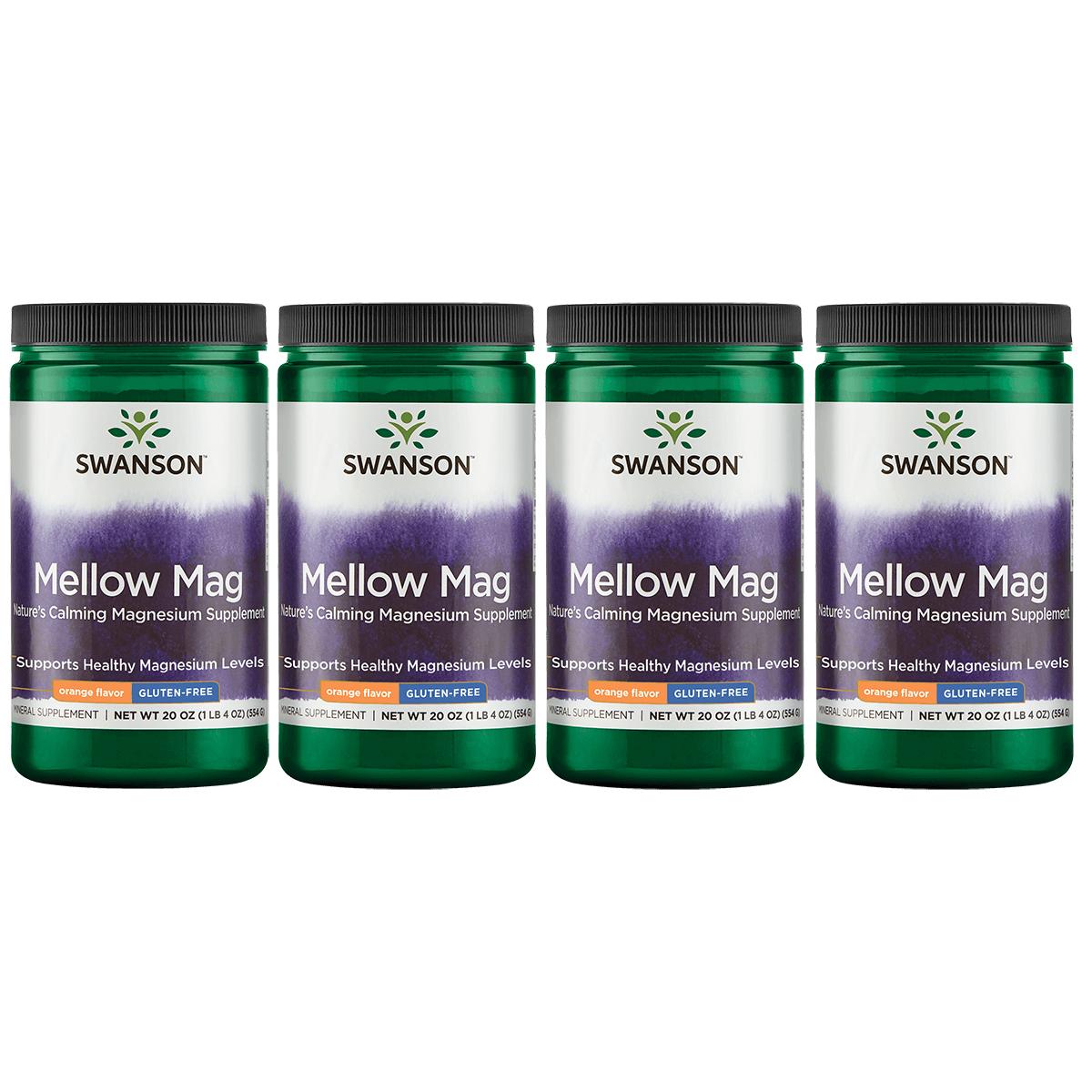Swanson Premium Mellow Mag - Orange Flavor 4 Pack Vitamin 330 mg 20 oz Powder