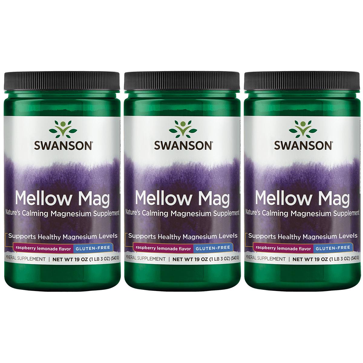 Swanson Premium Mellow Mag - Raspberry Lemonade 3 Pack Vitamin 330 mg 19 oz Powder