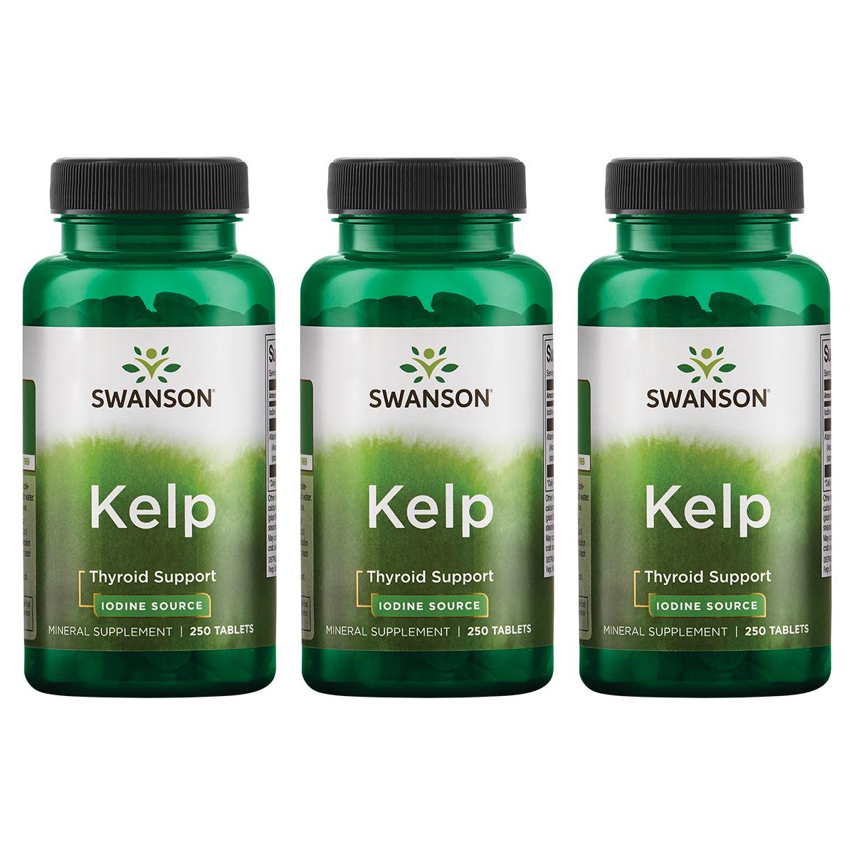 Swanson Premium Kelp Iodine Source 3 Pack Vitamin 225 mcg 250 Tabs