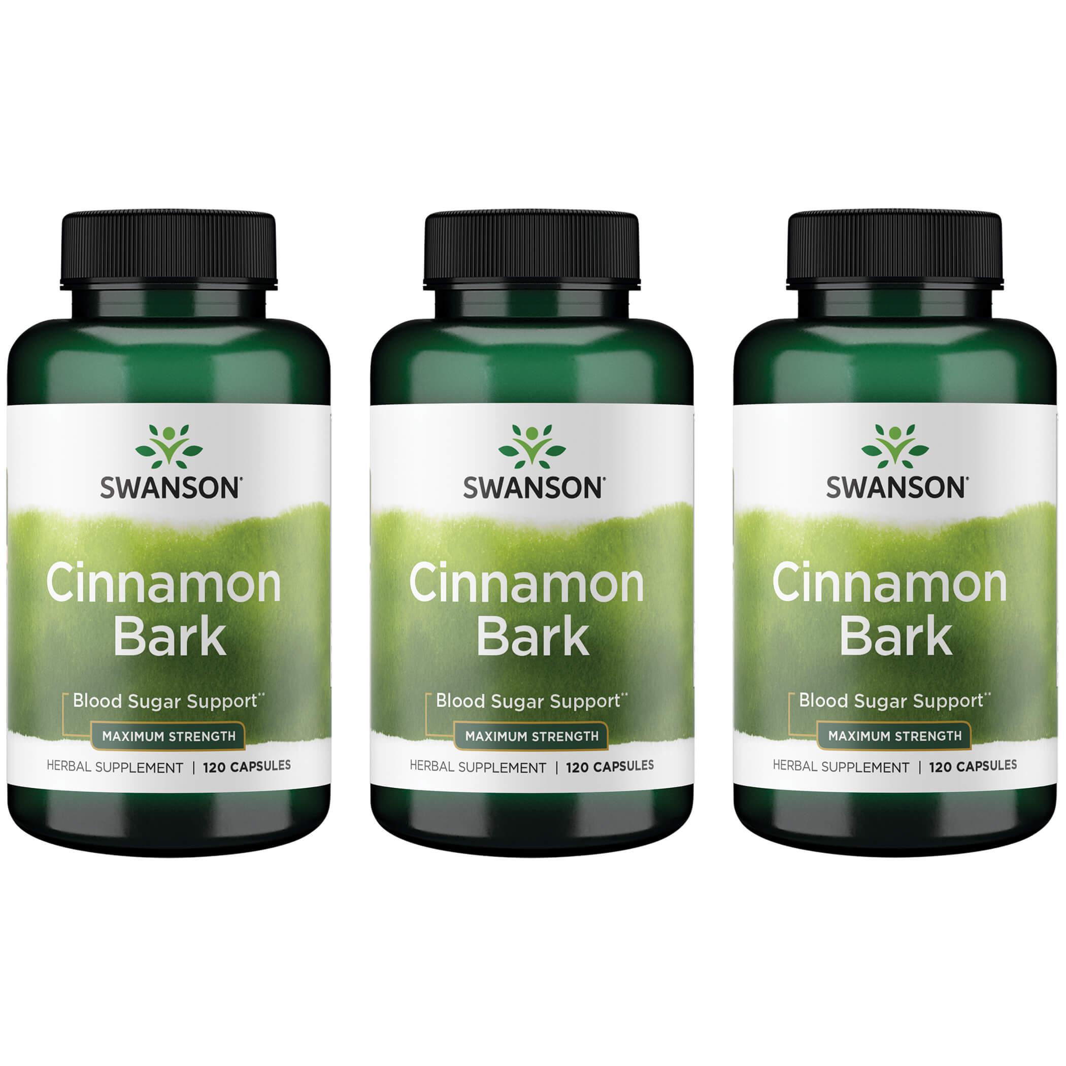 Swanson Premium Cinnamon Bark - Maximum Strength 3 Pack Vitamin 120 Caps