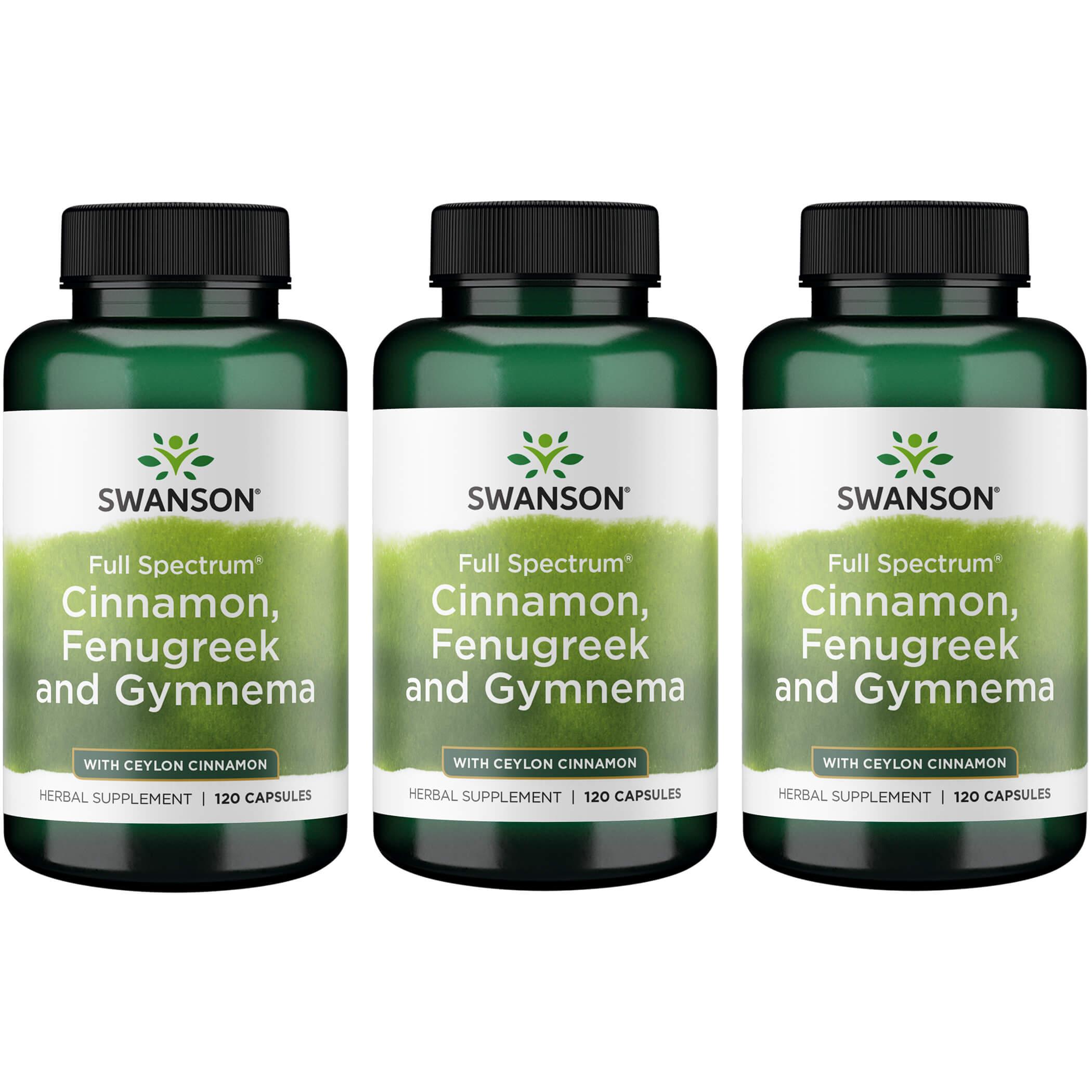 Swanson Premium Full Spectrum Cinnamon, Fenugreek & Gymnema 3 Pack Vitamin 120 Caps