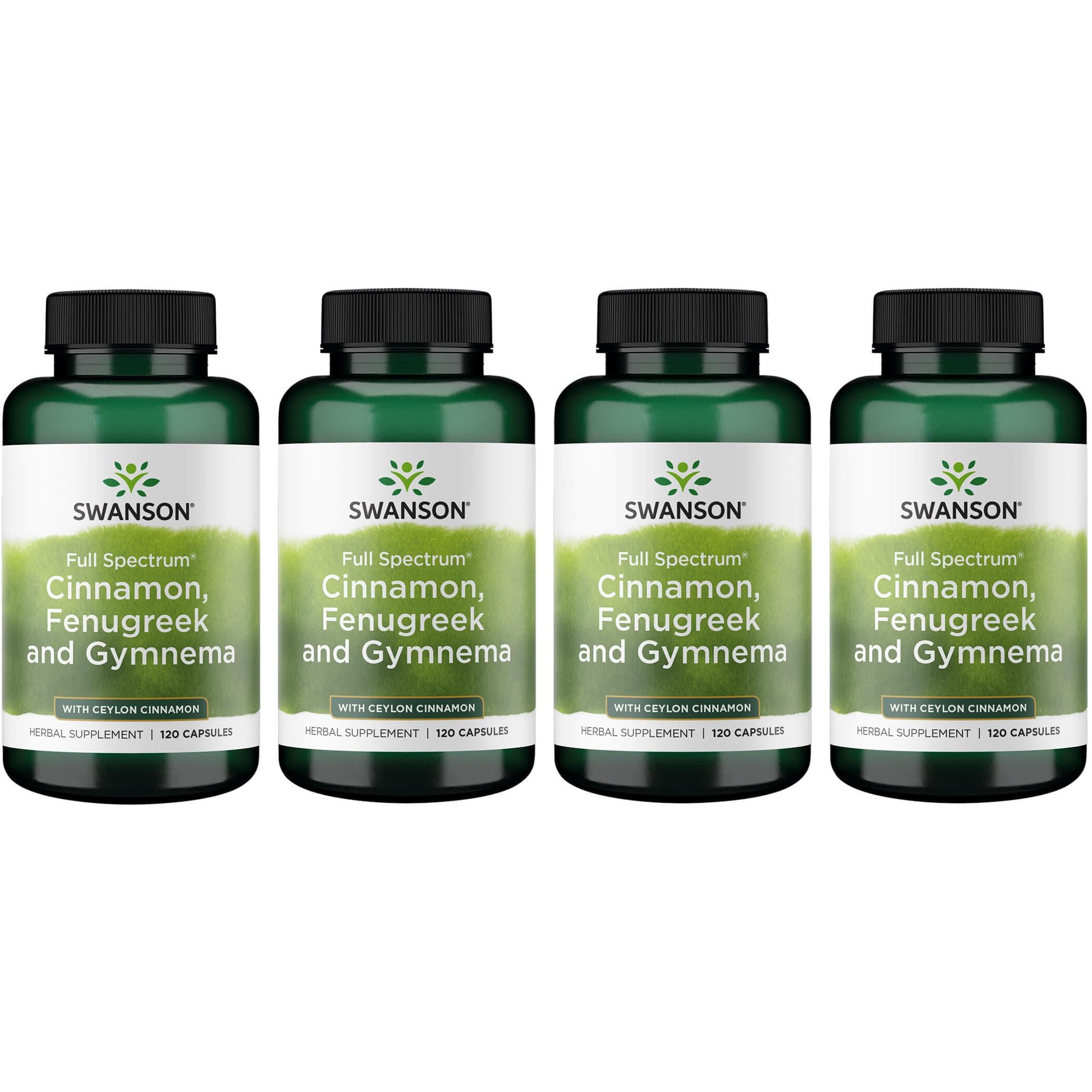 Swanson Premium Full Spectrum Cinnamon, Fenugreek & Gymnema 4 Pack Vitamin 120 Caps