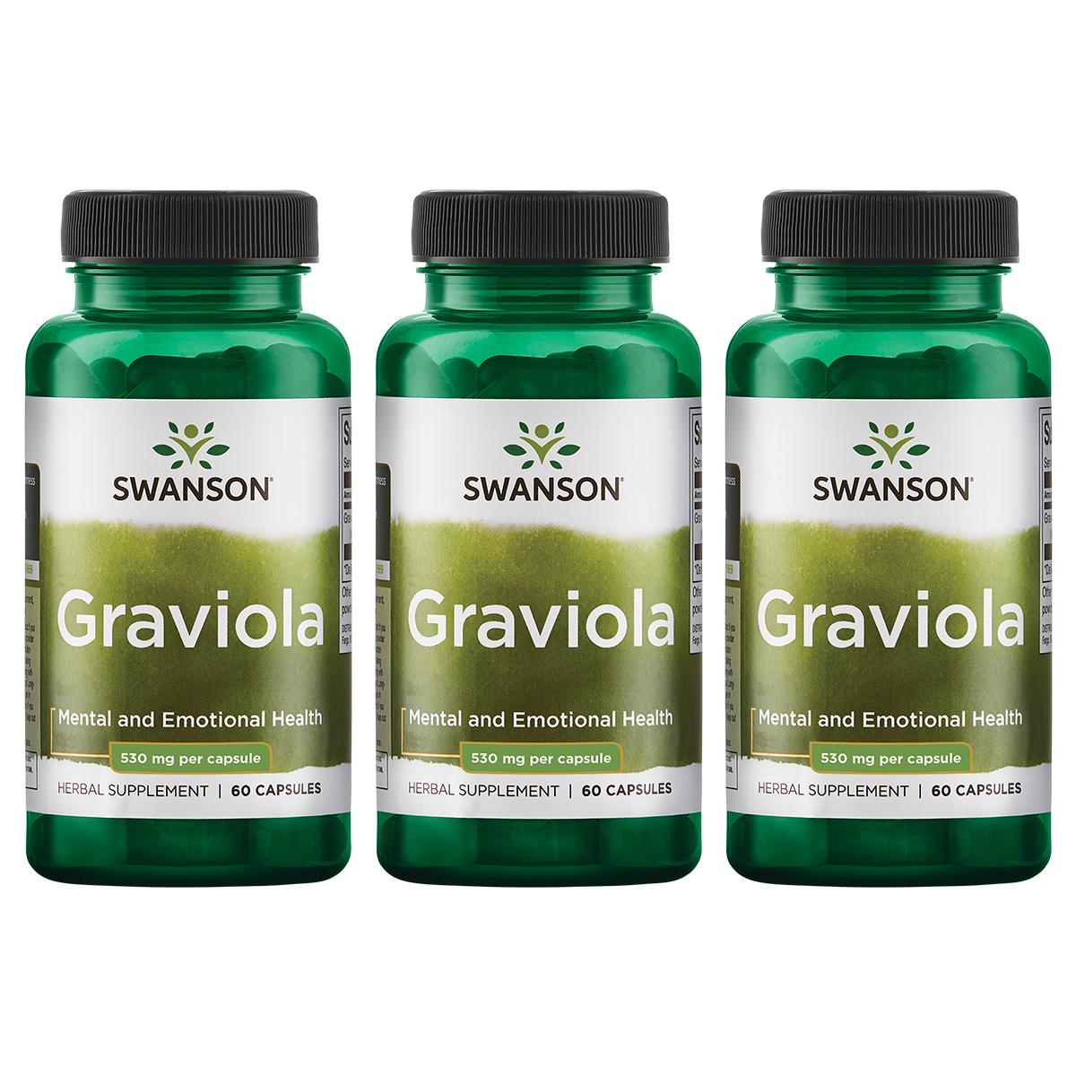Swanson Premium Graviola 3 Pack Vitamin 530 mg 60 Caps
