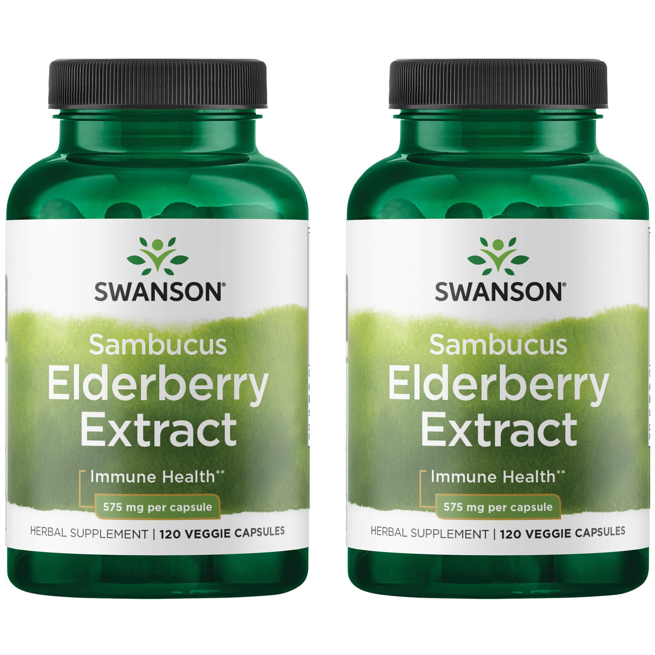 Swanson Premium Sambucus Elderberry Extract 2 Pack Vitamin 575 mg 120 Veg Caps