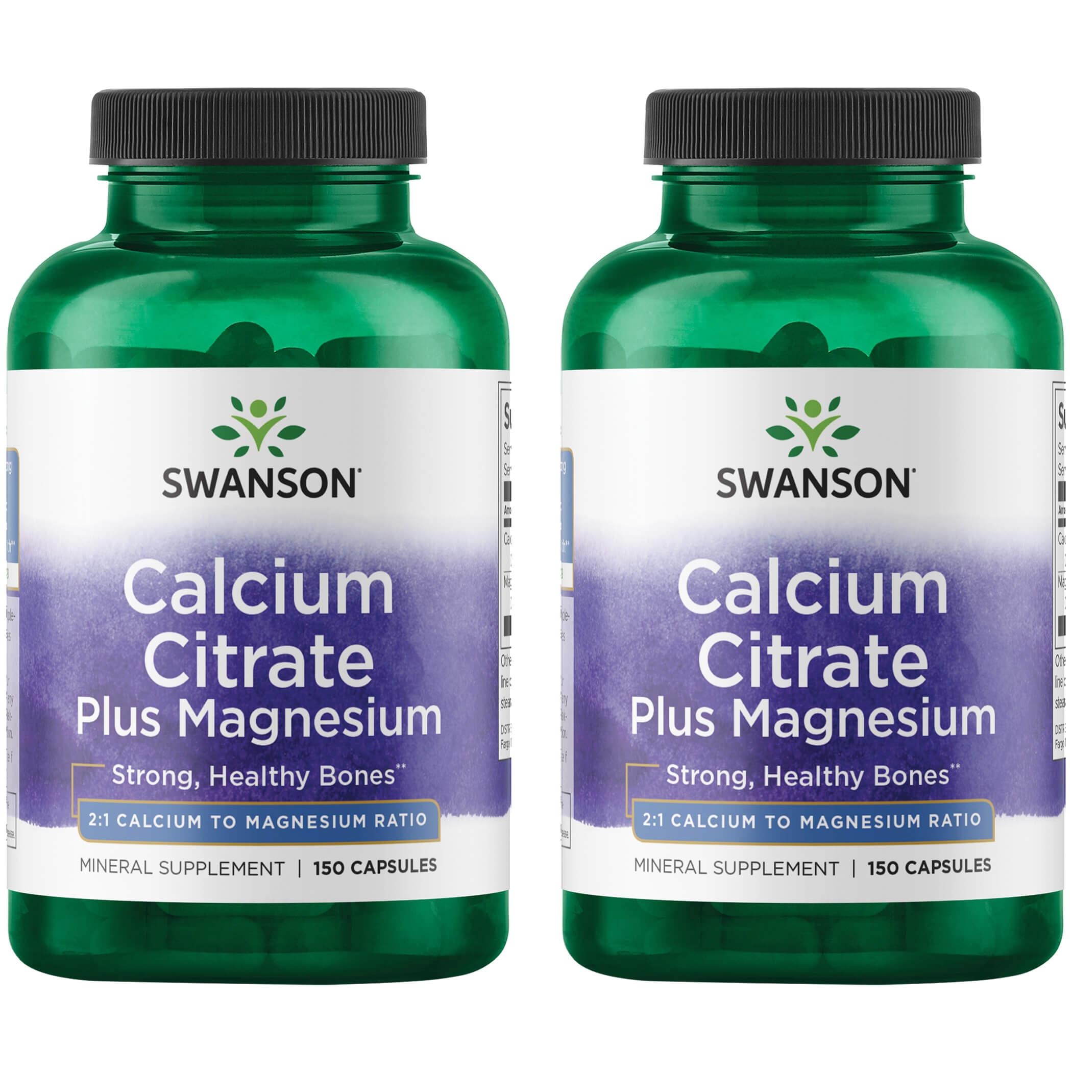 Swanson Premium Calcium Citrate Plus Magnesium 2 Pack Vitamin 150 Caps