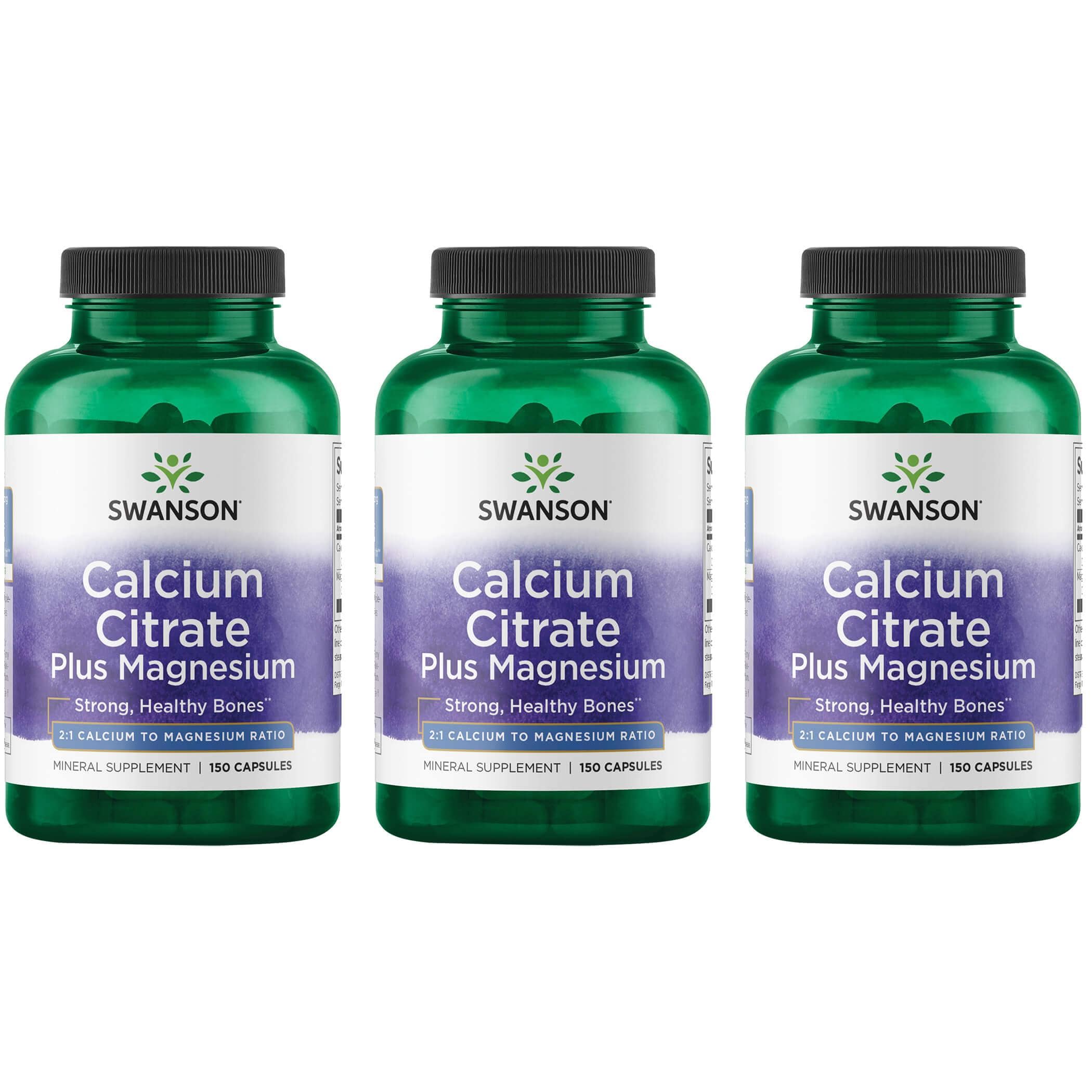 Swanson Premium Calcium Citrate Plus Magnesium 3 Pack Vitamin 150 Caps