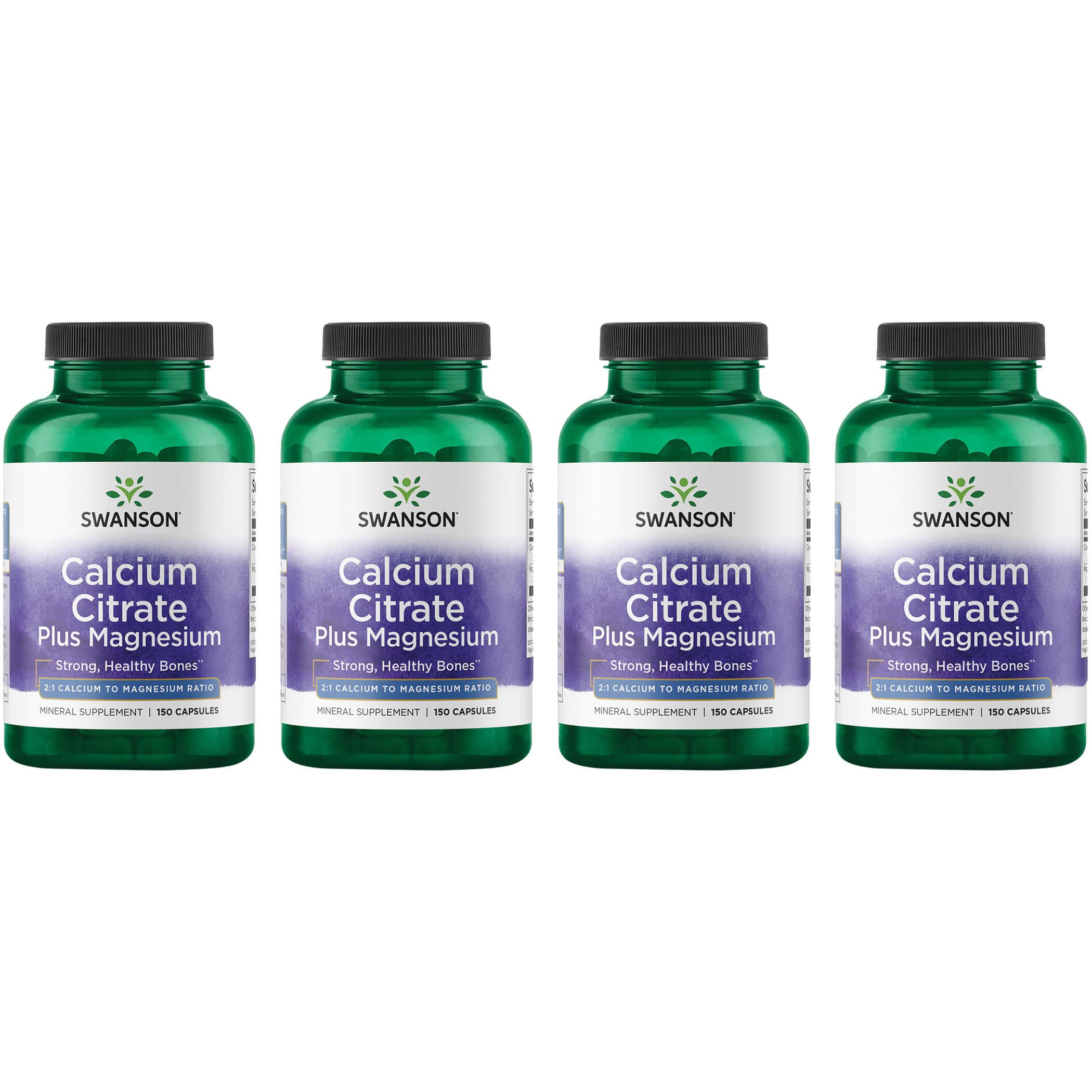 Swanson Premium Calcium Citrate Plus Magnesium 4 Pack Vitamin 150 Caps