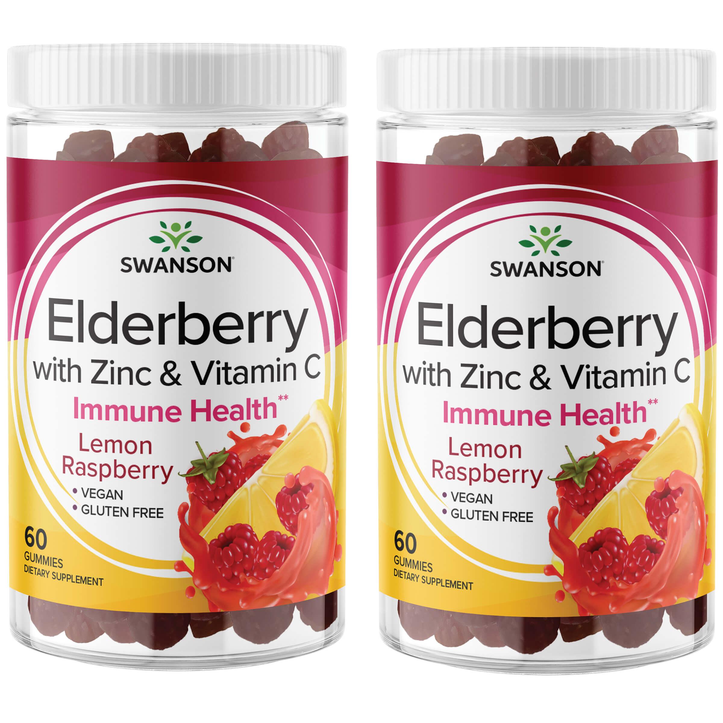 Swanson Premium Elderberry Gummies with Zinc & Vitamin C - Berry 2 Pack 60 Gummies
