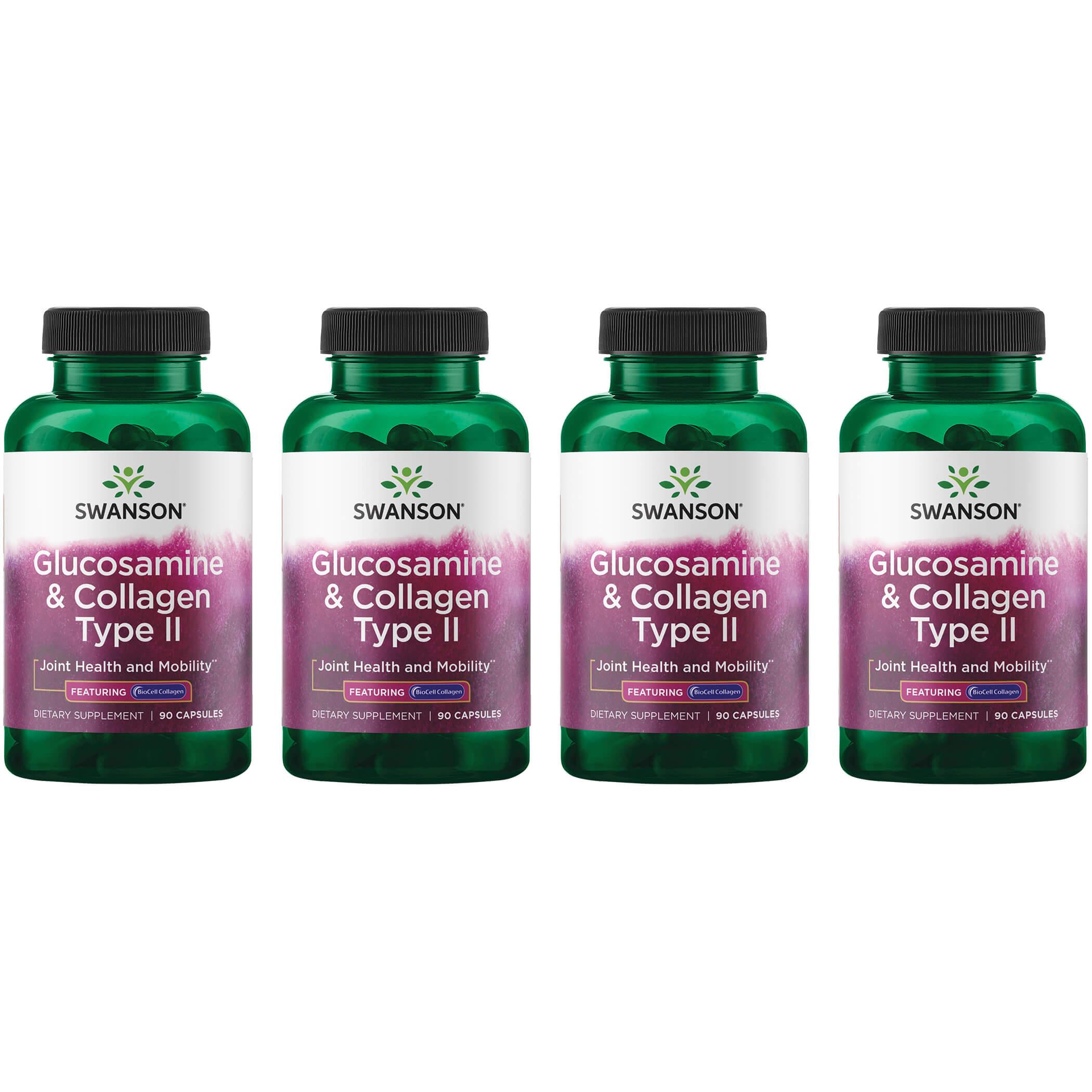 Swanson Premium Glucosamine & Collagen Type Ii - Featuring Biocell 4 Pack Supplement Vitamin 90 Caps