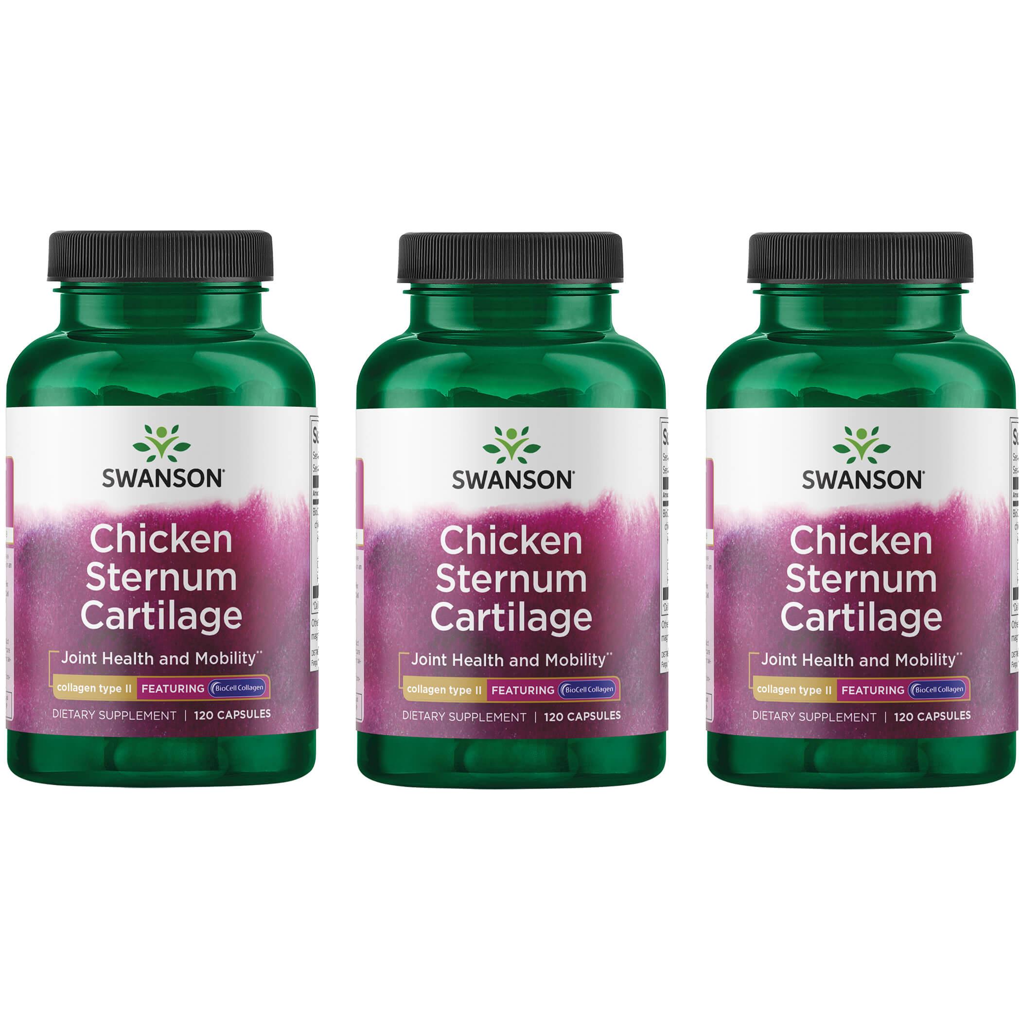 Swanson Premium Chicken Sternum Cartilage - Collagen Type Ii 3 Pack Supplement Vitamin 500 mg 120 Caps