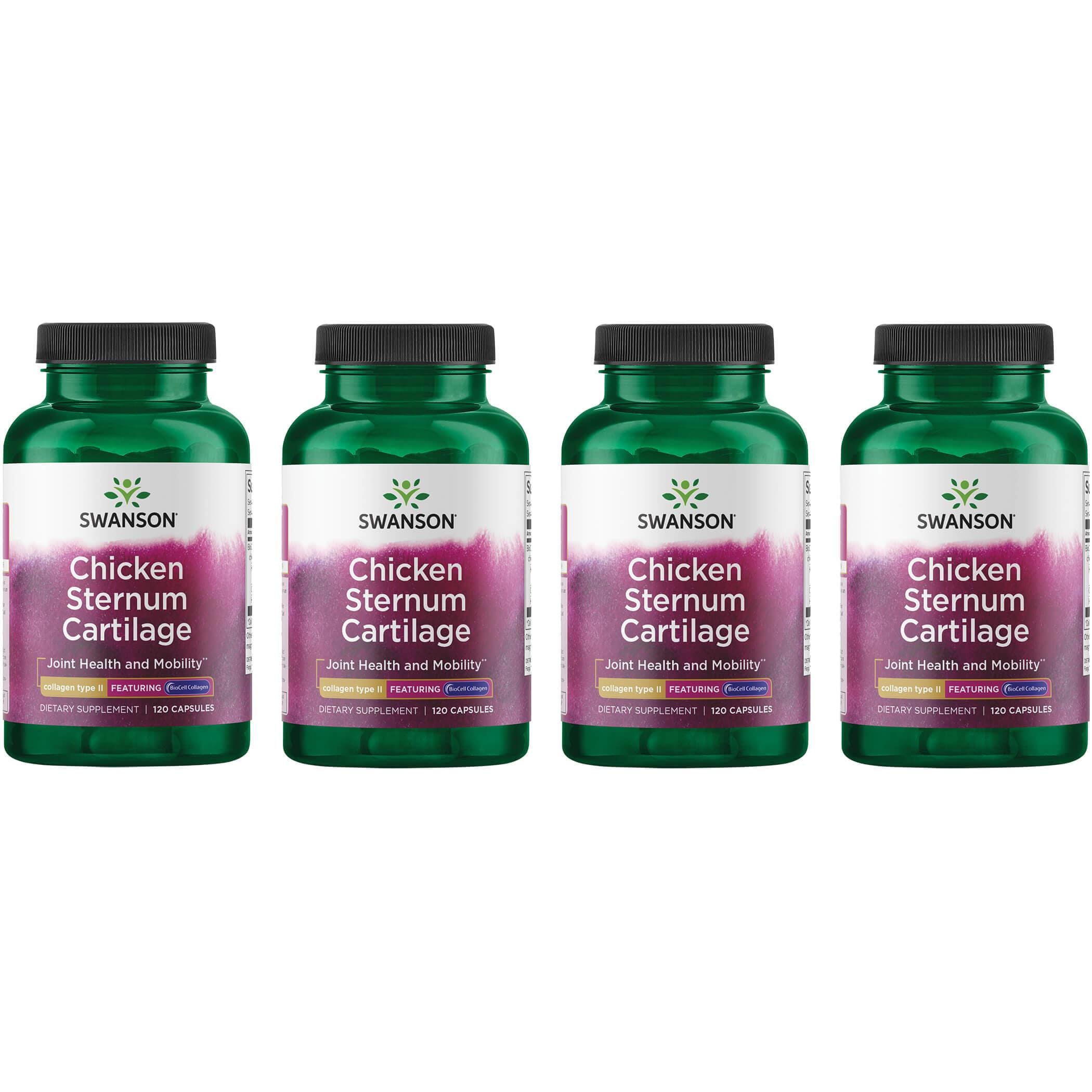 Swanson Premium Chicken Sternum Cartilage - Collagen Type Ii 4 Pack Supplement Vitamin 500 mg 120 Caps