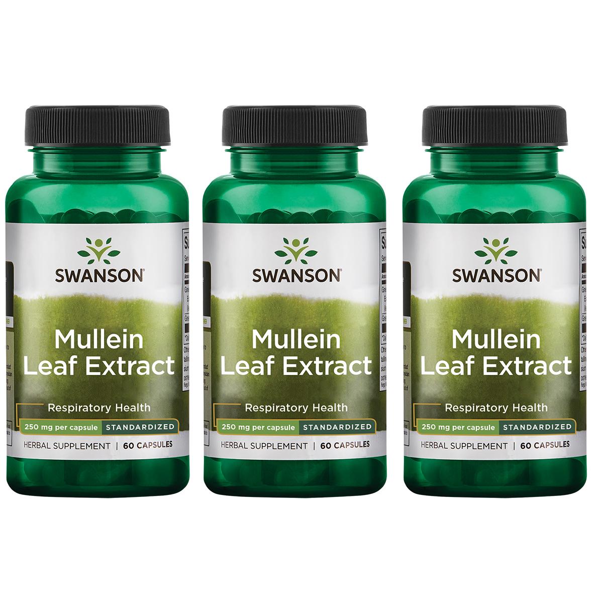 Swanson Premium Mullien Leaf Extract - Standardized 3 Pack Vitamin 250 mg 60 Caps