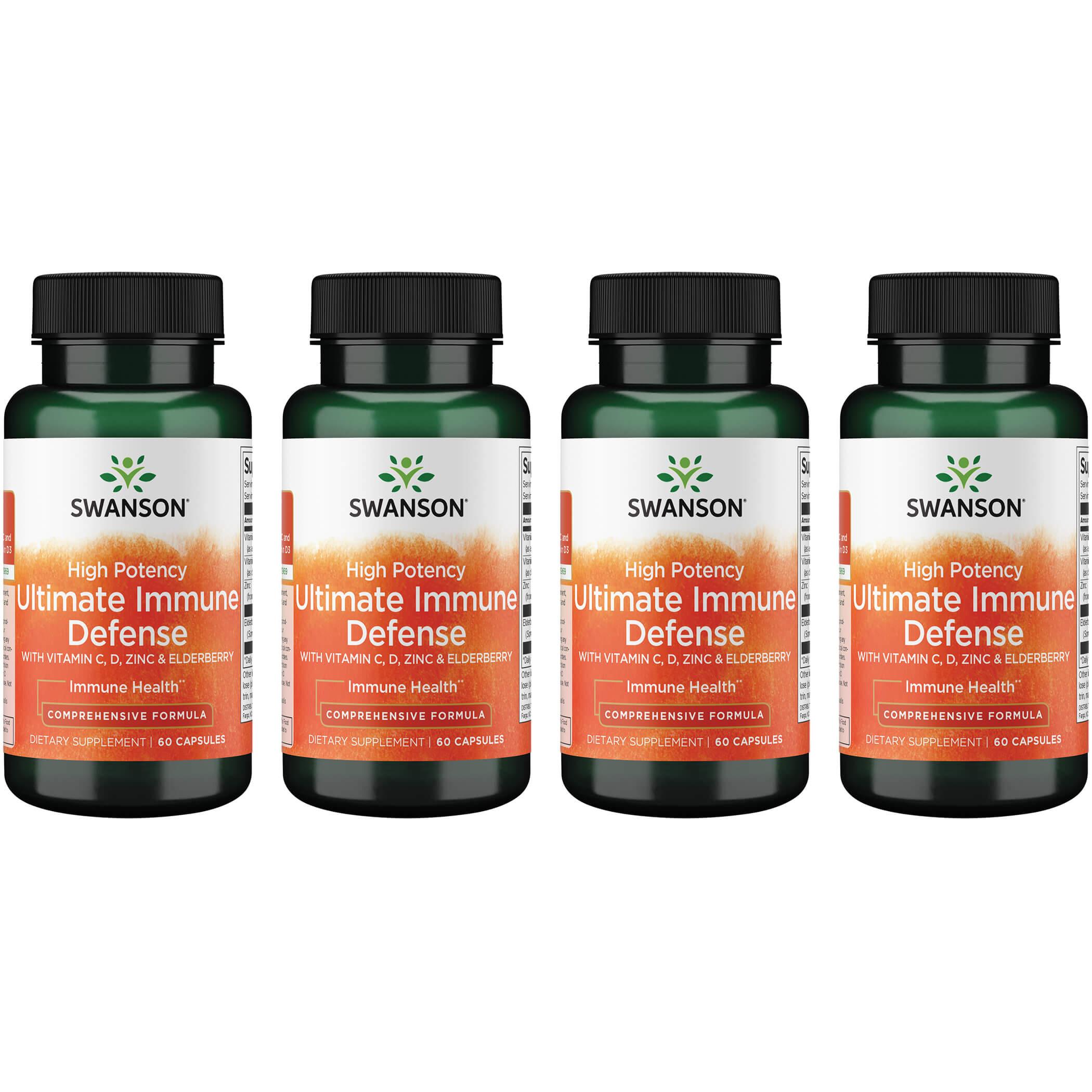 Swanson Premium High Potency Ultimate Immune Defense with C, D, Zinc & Elderberry 4 Pack Vitamin 60 Caps