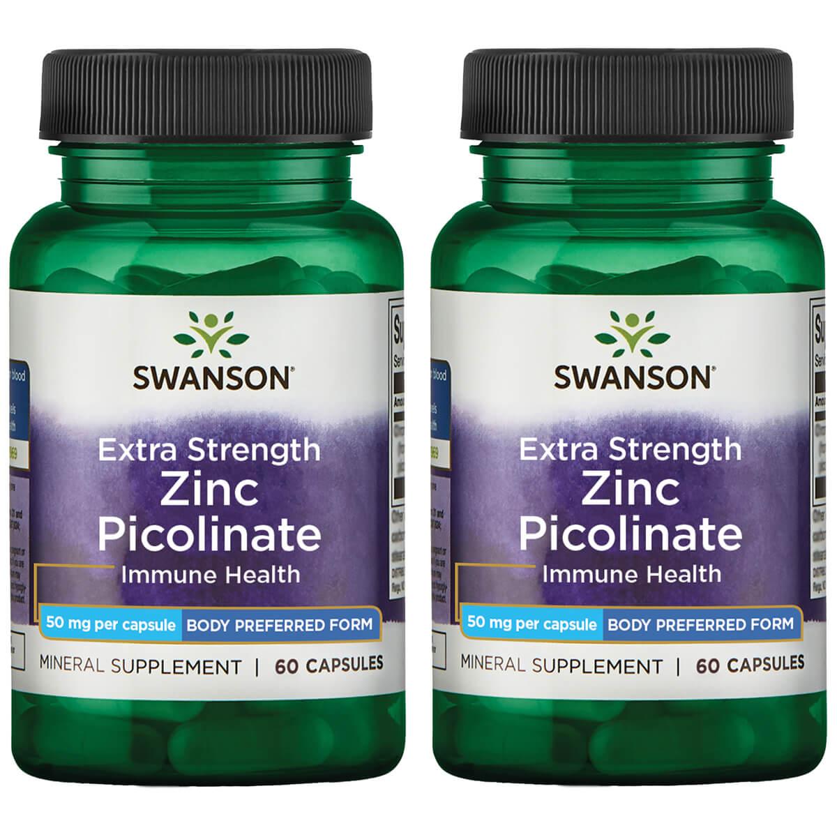 Swanson Premium Extra Strength Zinc Picolinate - Body Preferred Form 2 Pack Vitamin 50 mg 60 Caps Prostate Health