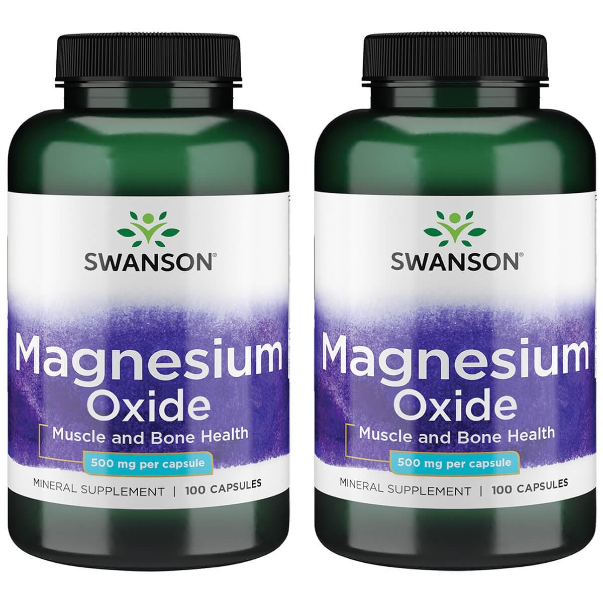 Swanson Premium Magnesium Oxide 2 Pack Vitamin 500 mg 100 Caps
