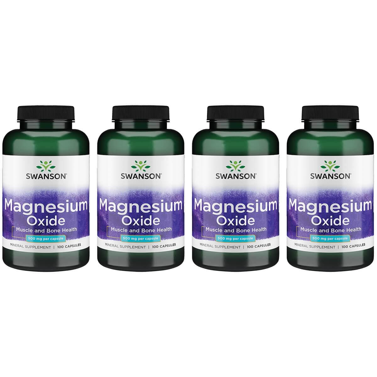 Swanson Premium Magnesium Oxide 4 Pack Vitamin 500 mg 100 Caps