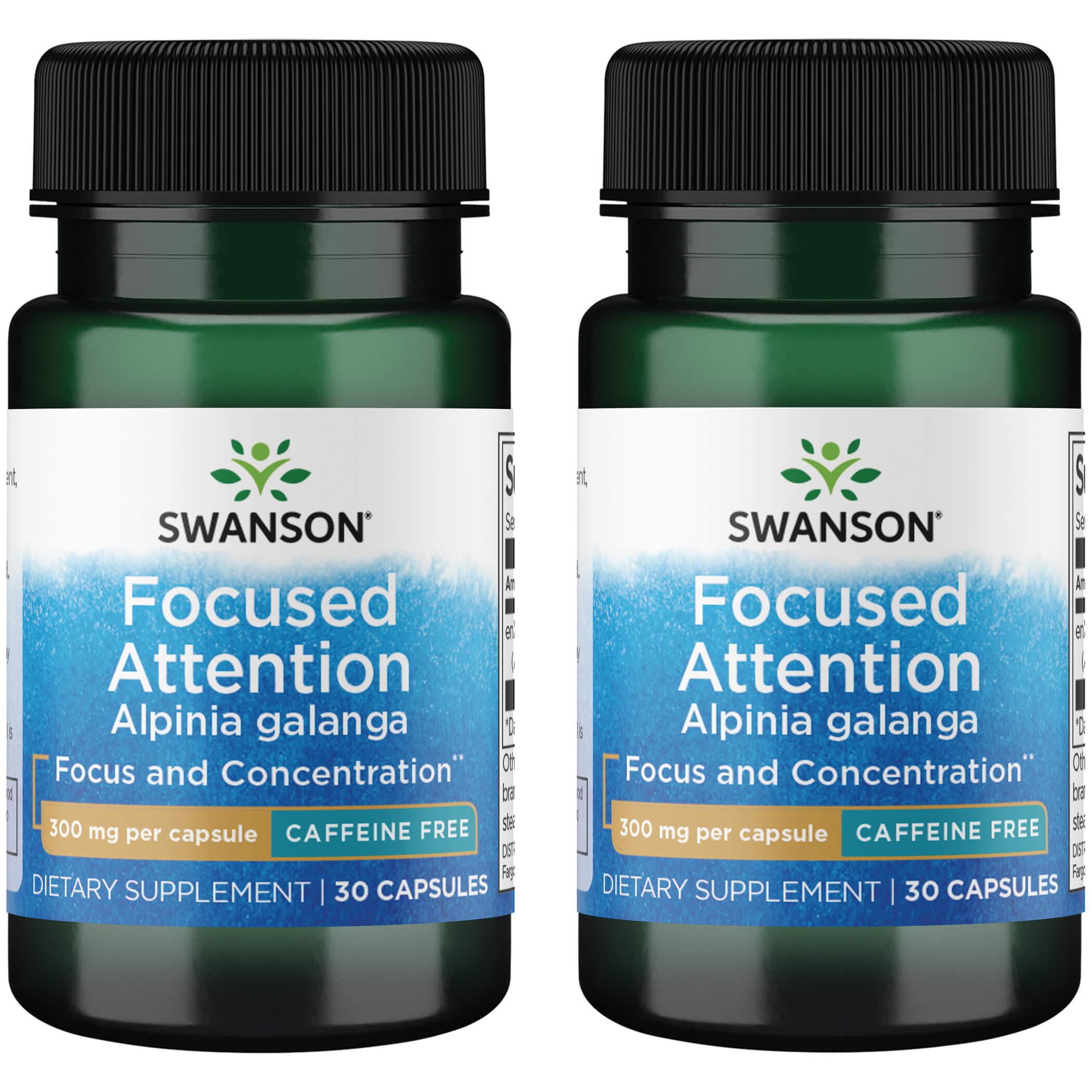 Swanson Premium Focused Attention Alpinia Galanga - Caffeine-Free 2 Pack Vitamin 300 mg 30 Caps