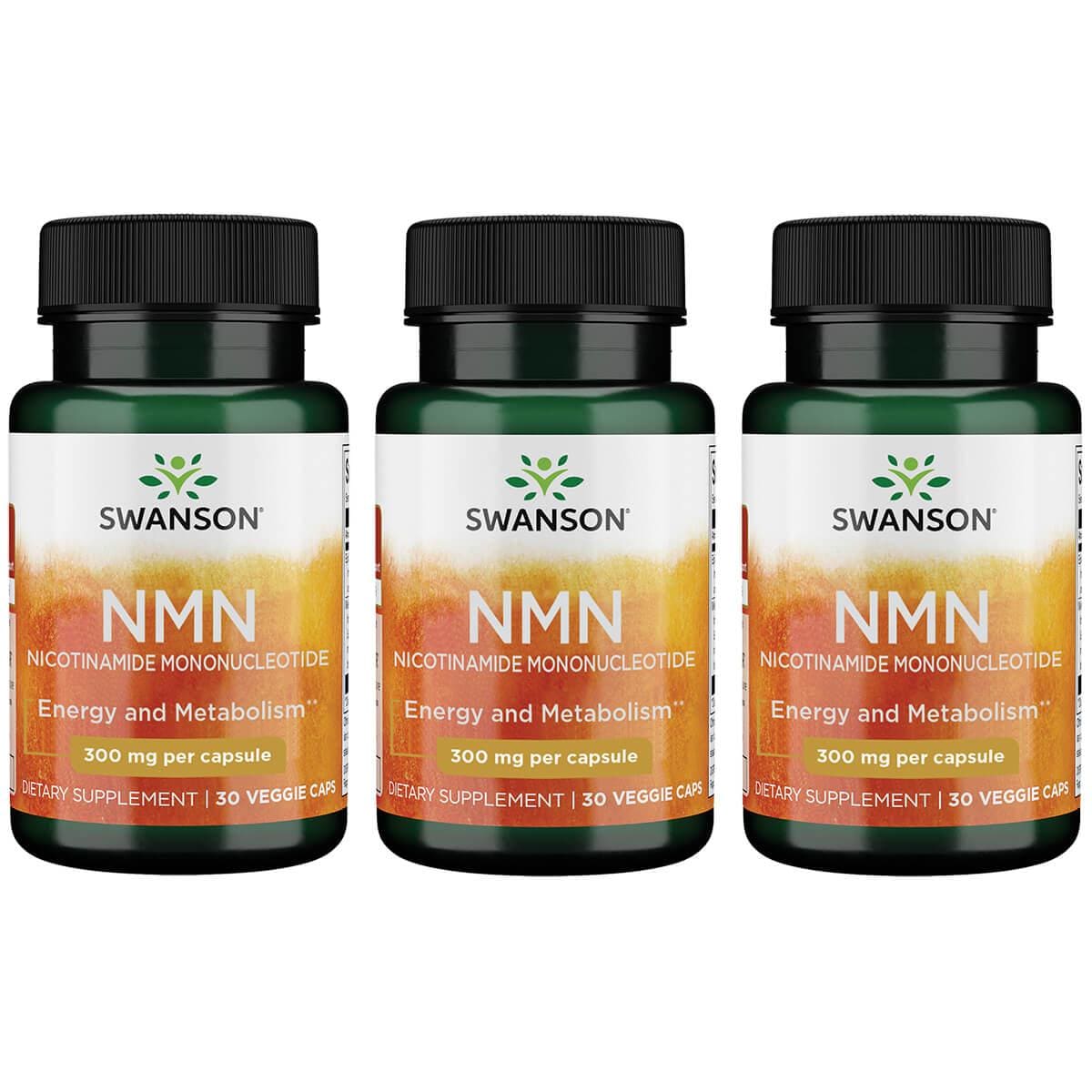 Swanson Premium Nmn Nicotinamide Mononucleotide 3 Pack Vitamin 300 mg 30 Veg Caps