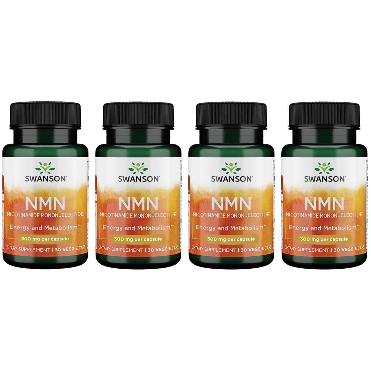 Swanson Premium Nmn Nicotinamide Mononucleotide 4 Pack Vitamin 300 mg 30 Veg Caps