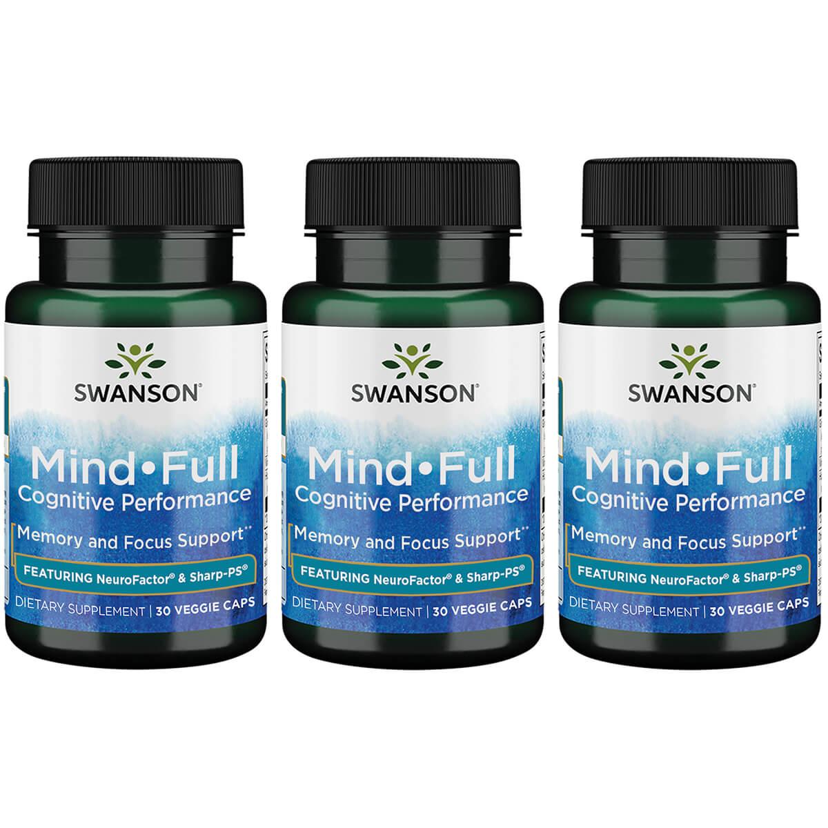 Swanson Premium Mind Full Cognitive Performance 3 Pack Vitamin 30 Veg Caps