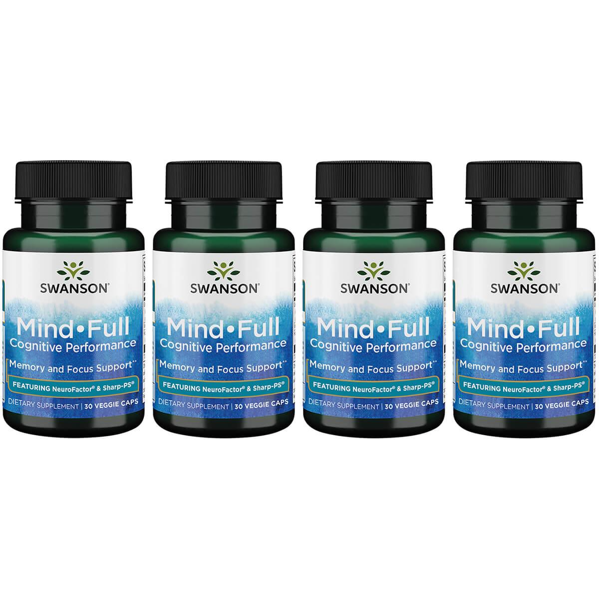 Swanson Premium Mind Full Cognitive Performance 4 Pack Vitamin 30 Veg Caps