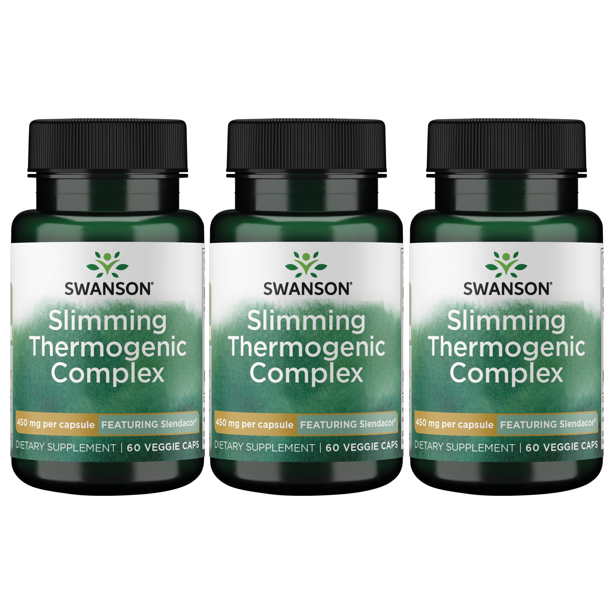 Swanson Premium Slimming Thermogenic Complex - Featuring Slendacor 3 Pack Vitamin 450 mg 60 Veg Caps Weight Management