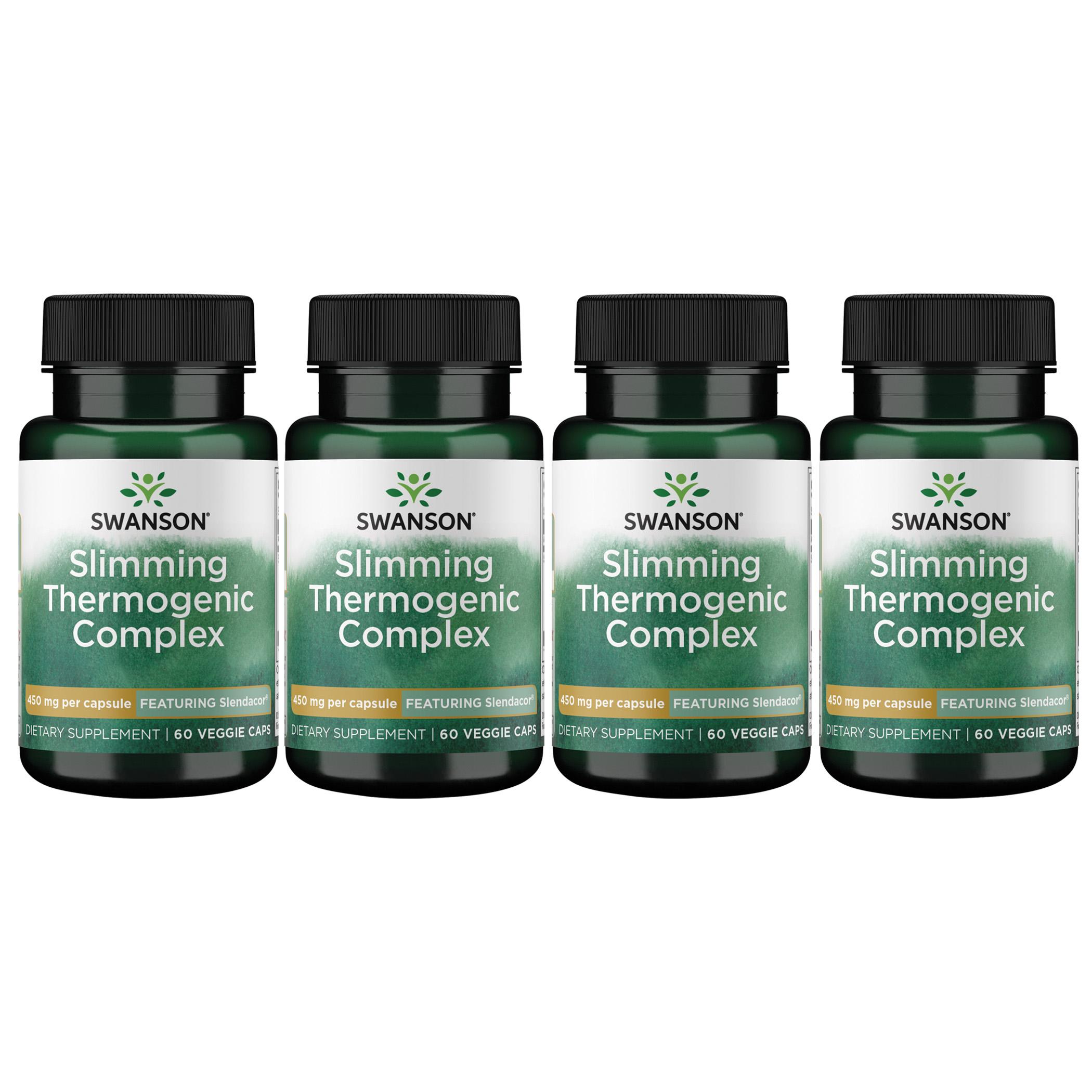 Swanson Premium Slimming Thermogenic Complex - Featuring Slendacor 4 Pack Vitamin 450 mg 60 Veg Caps Weight Management
