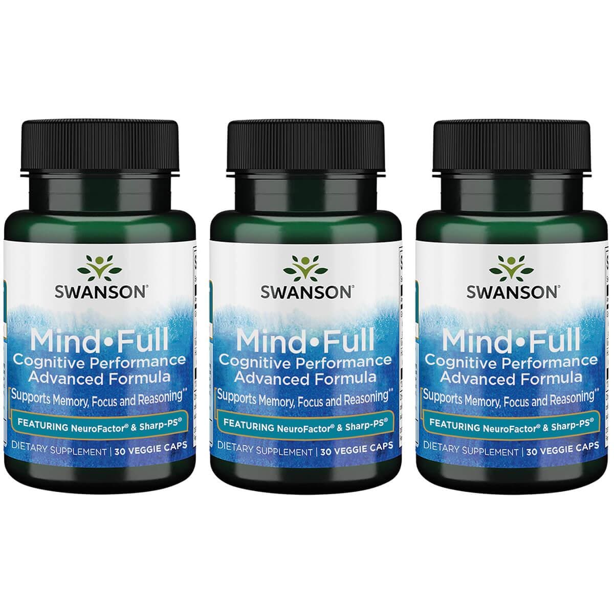 Swanson Premium Mind Full Cognitive Performance Advanced Formula 3 Pack Vitamin 30 Veg Caps