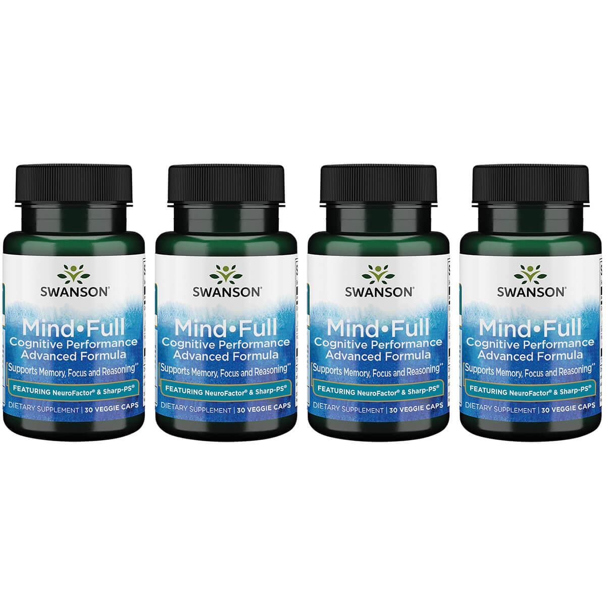 Swanson Premium Mind Full Cognitive Performance Advanced Formula 4 Pack Vitamin 30 Veg Caps