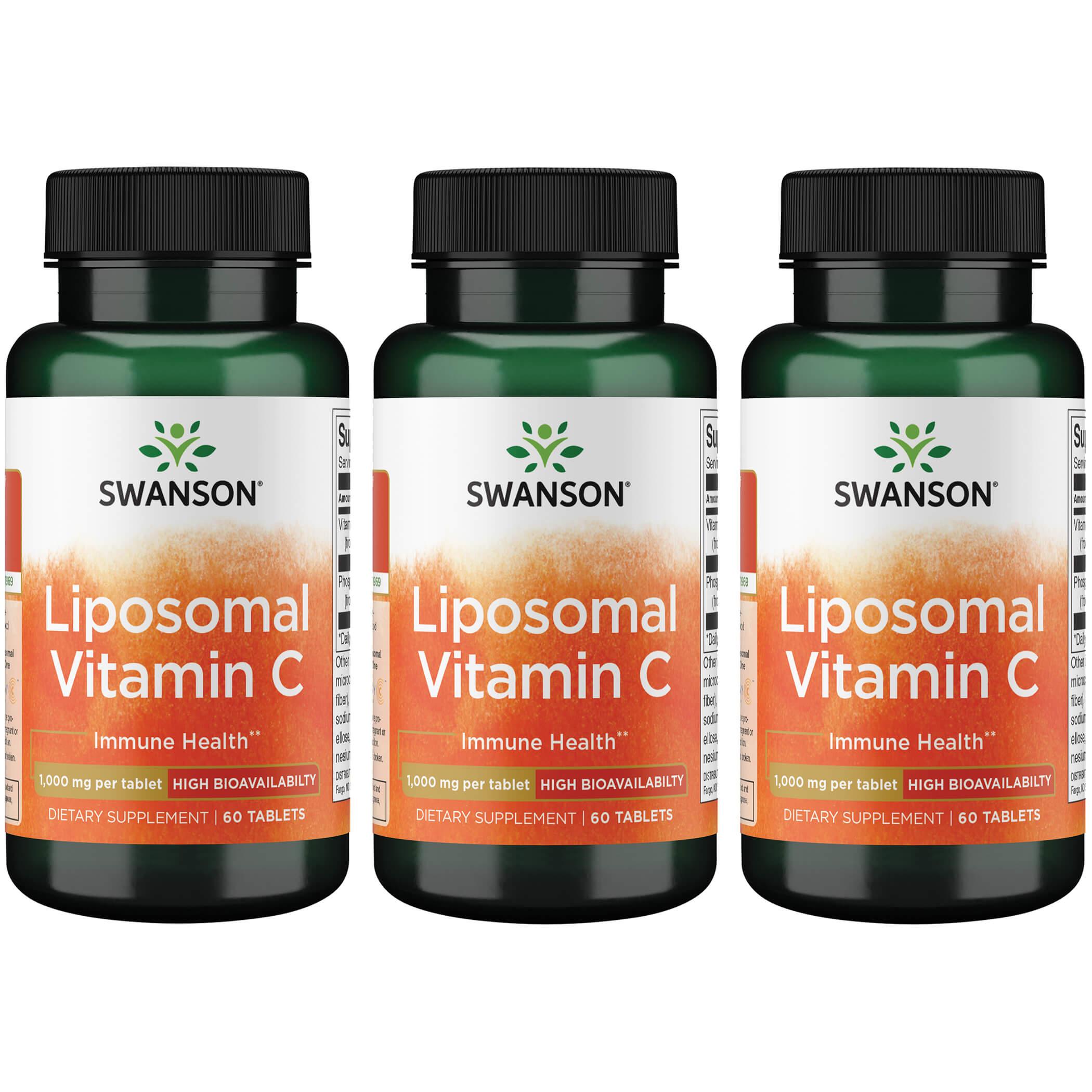 Swanson Premium Liposomal Vitamin C - High Bioavailability 3 Pack 1000 mg 60 Tabs