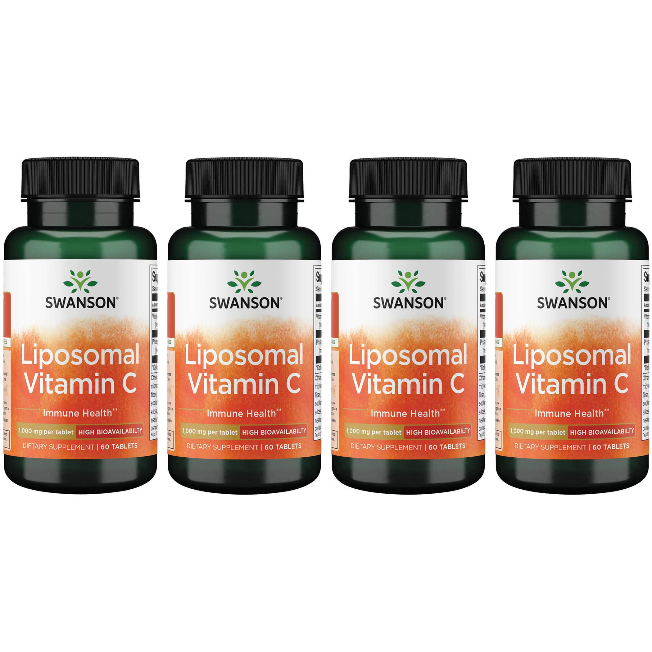 Swanson Premium Liposomal Vitamin C - High Bioavailability 4 Pack 1000 mg 60 Tabs