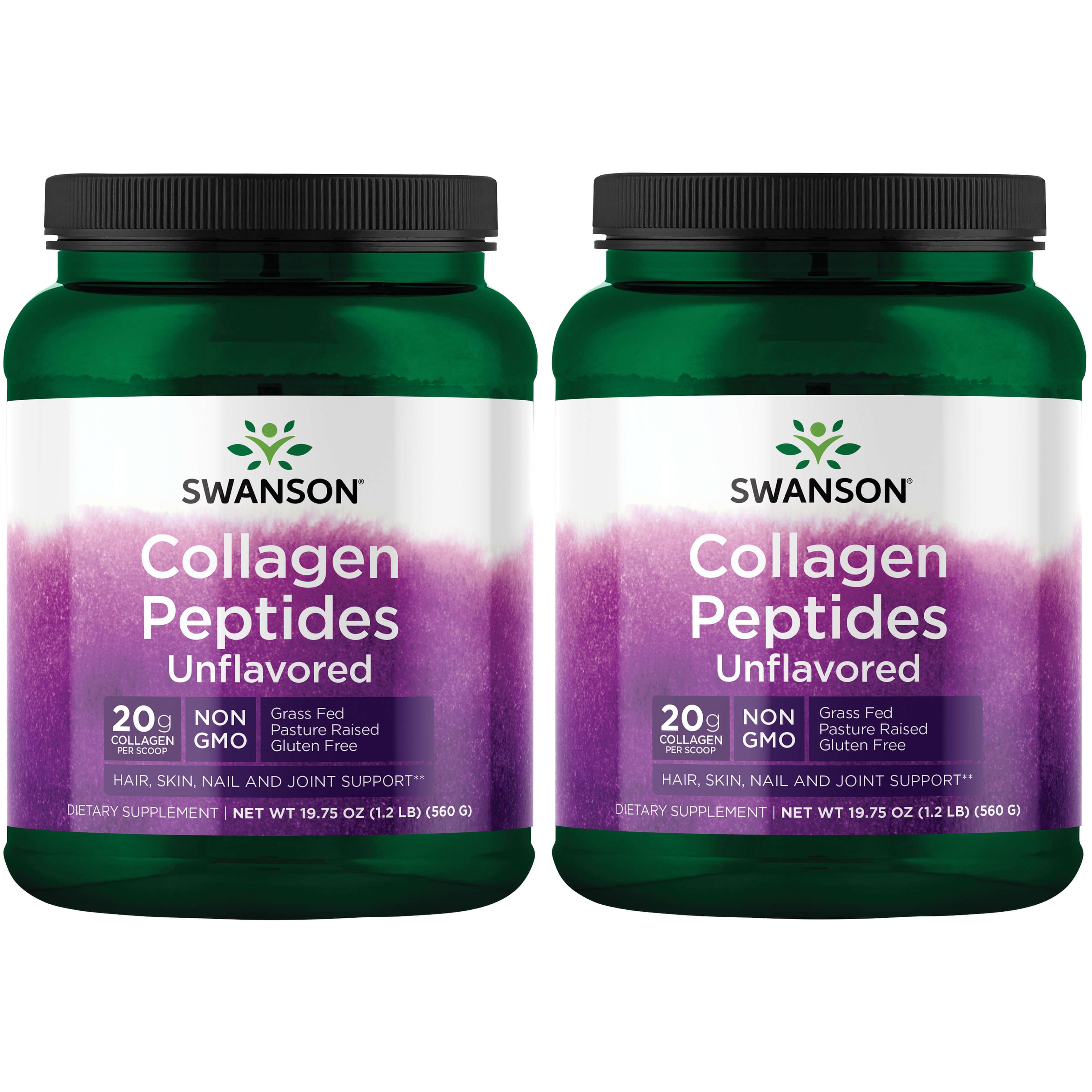 Swanson Premium Collagen Peptides Unflavored 2 Pack Supplement Vitamin 19.75 oz Powder