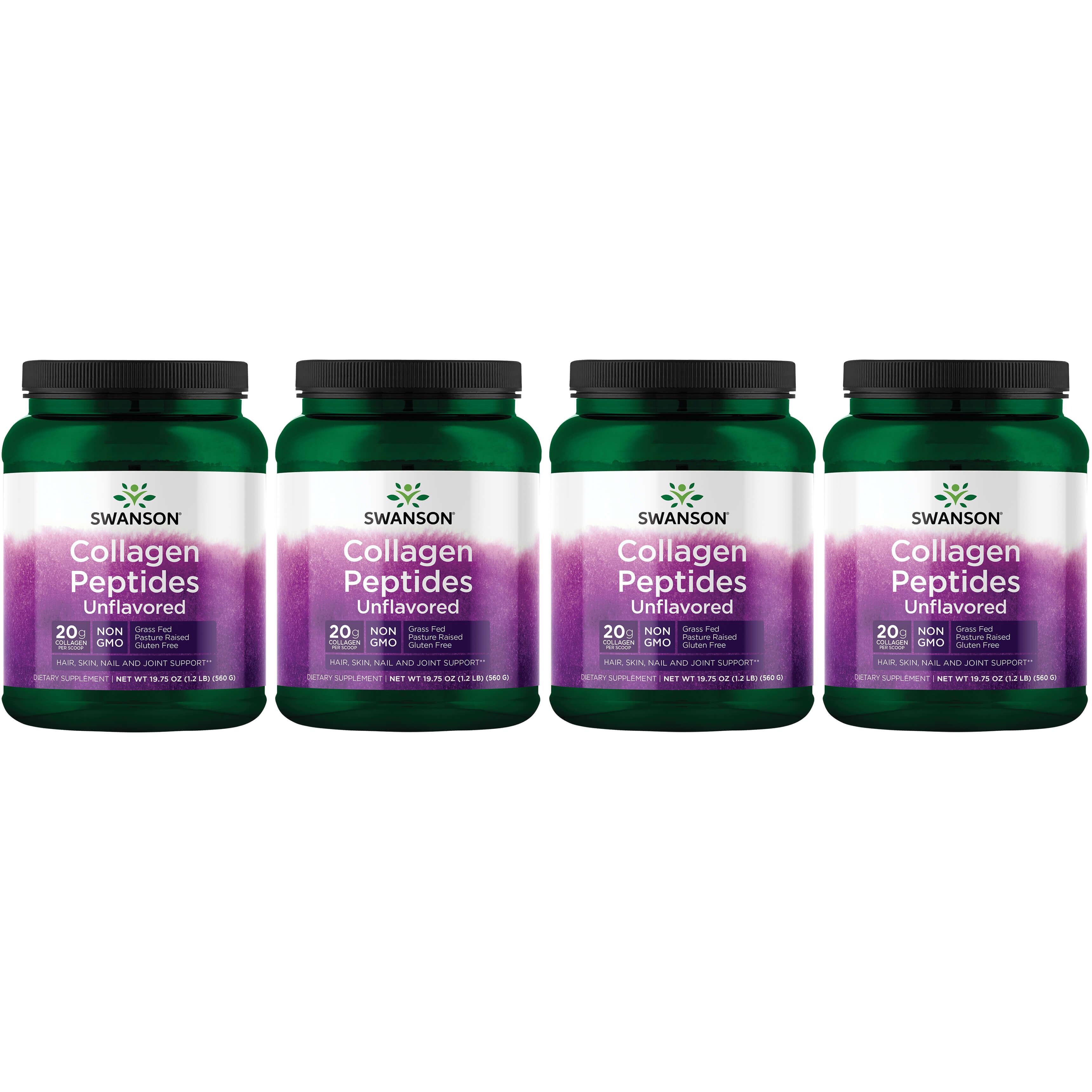 Swanson Premium Collagen Peptides Unflavored 4 Pack Supplement Vitamin 19.75 oz Powder