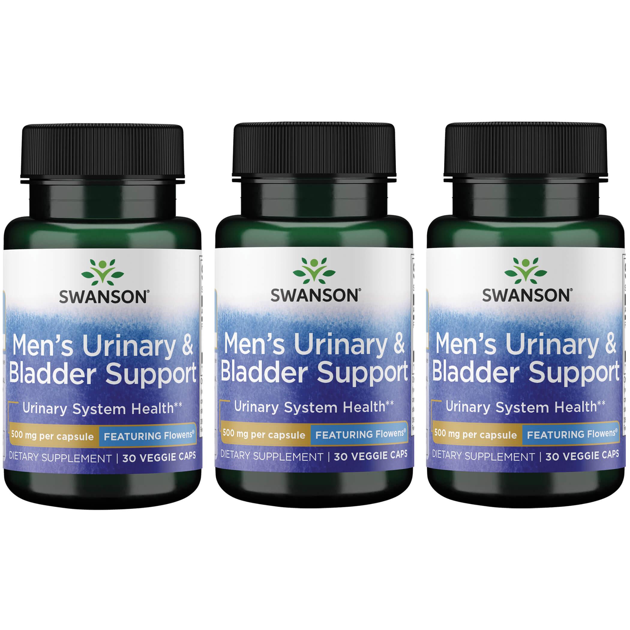 Swanson Premium Mens Urinary and Bladder Support - Featuring Flowens 3 Pack Vitamin 500 mg 30 Veg Caps Prostate Health
