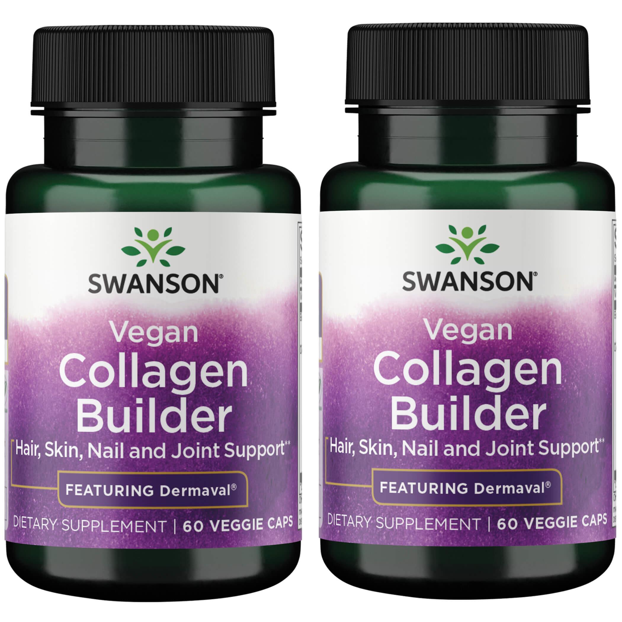 Swanson Premium Vegan Collagen Builder - Featuring Dermaval 2 Pack Supplement Vitamin 60 Veg Caps