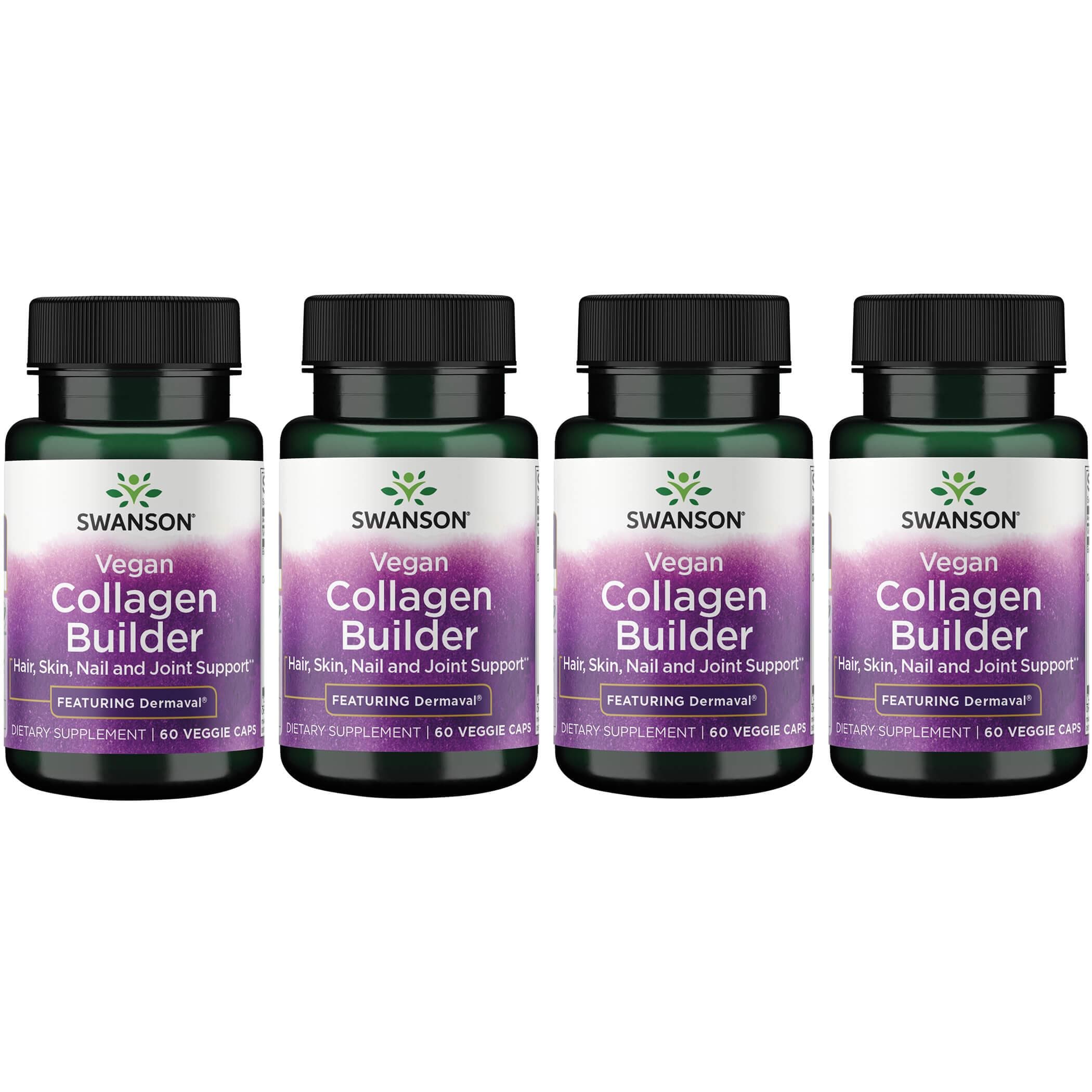 Swanson Premium Vegan Collagen Builder - Featuring Dermaval 4 Pack Supplement Vitamin 60 Veg Caps